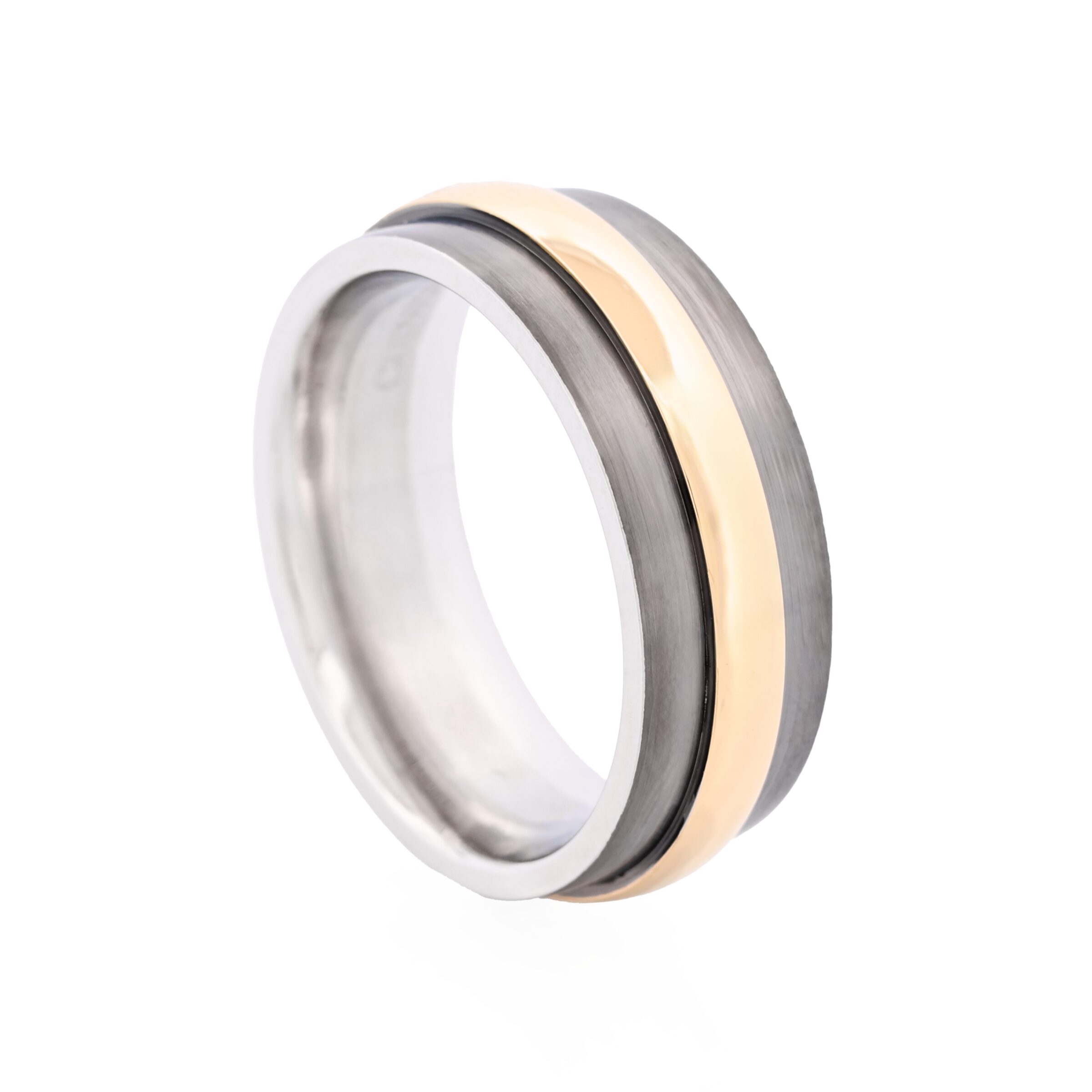 Stainless Steel Ion Plated Black & Ion Plated Gold Ring