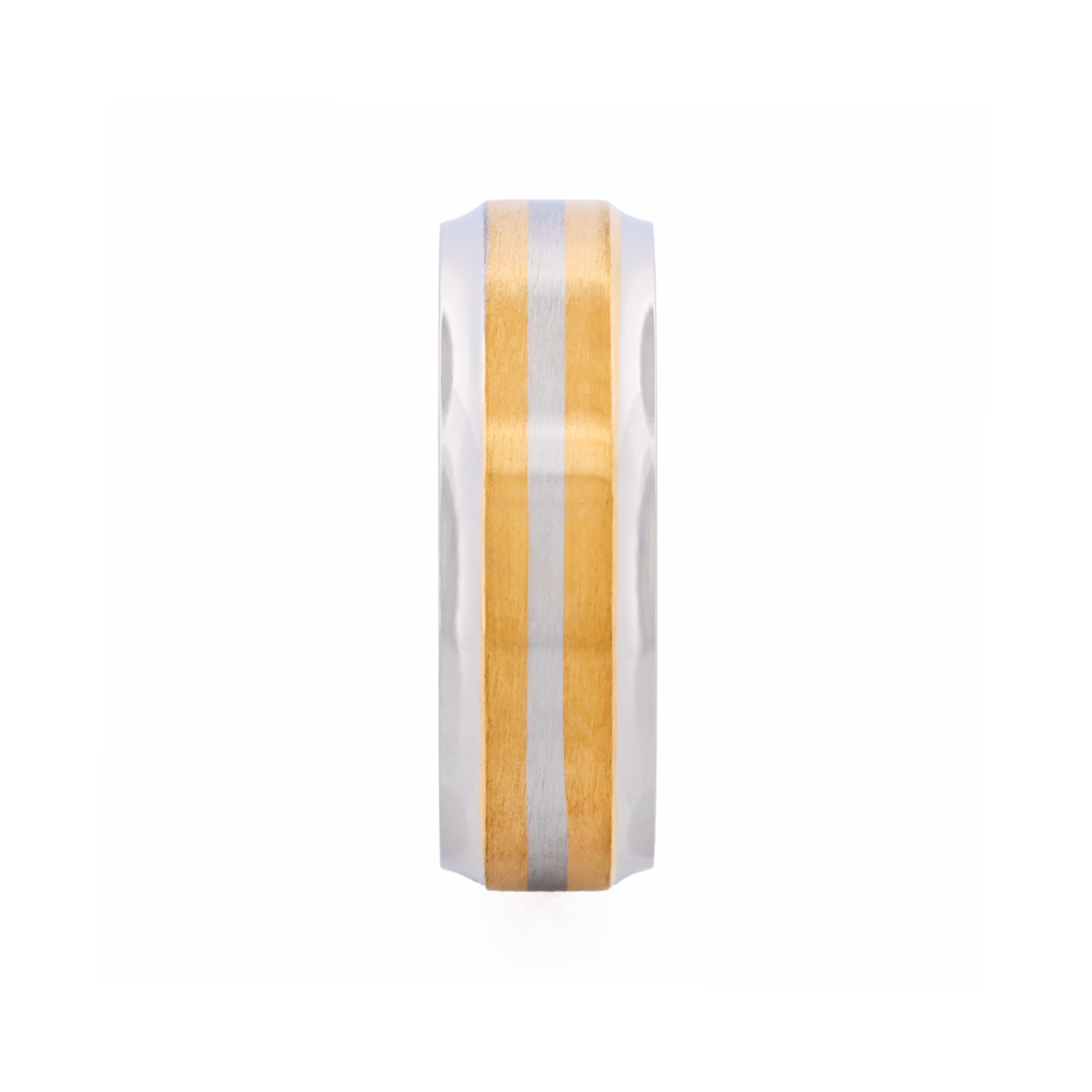 Polished Stainless Steel and Double Band Ion Plated Gold Ring