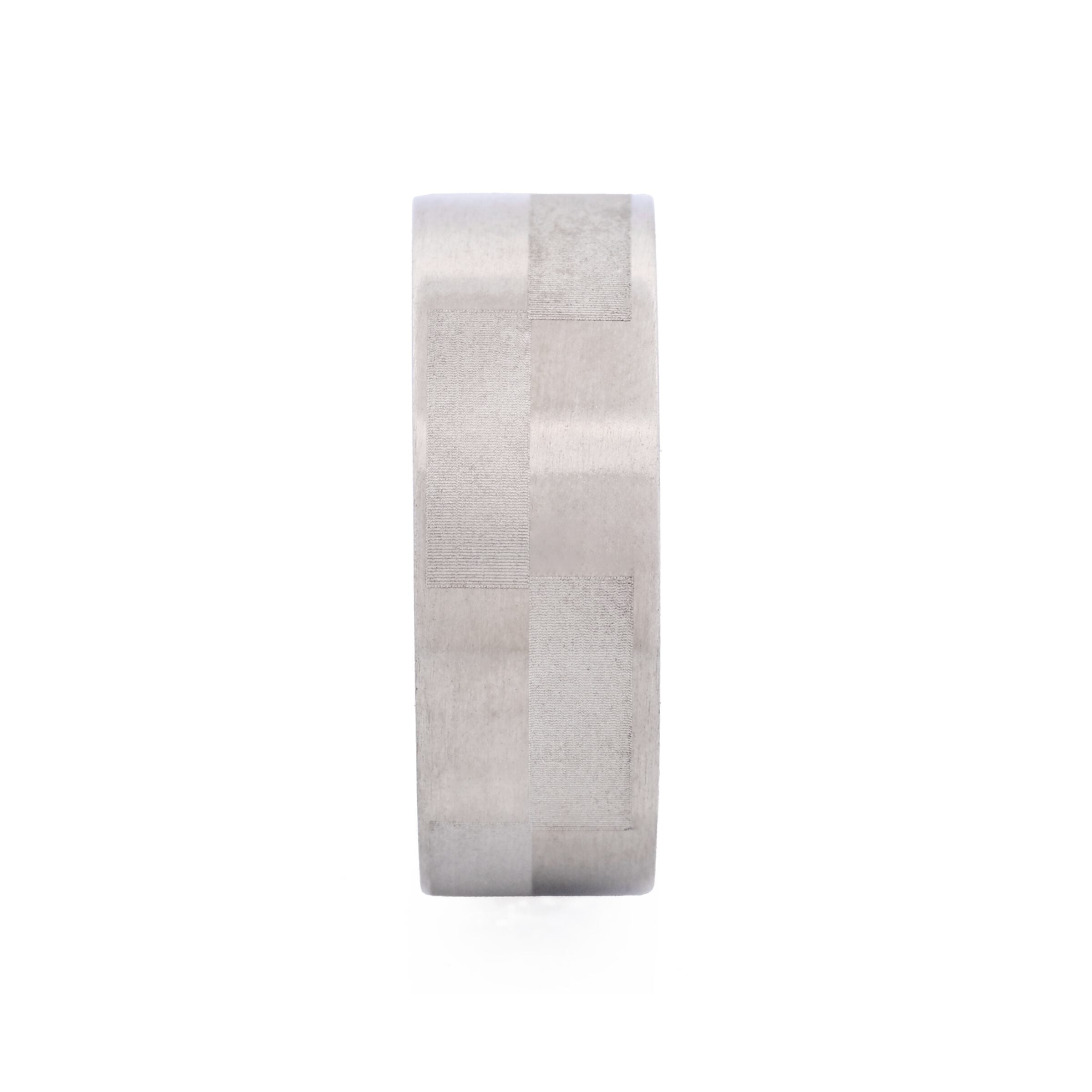 Brushed & Frosted Brick Pattern Stainless Steel Ring