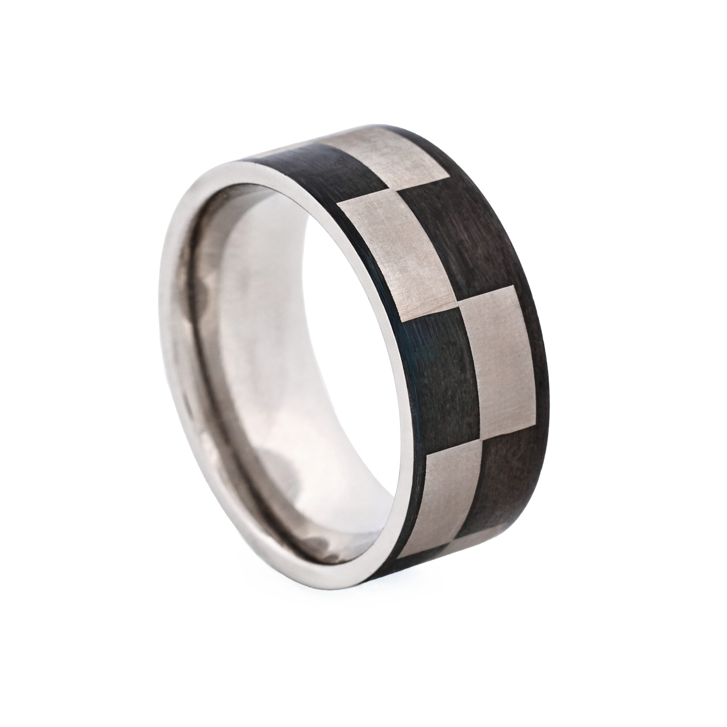 Frosted Stainless Steel with Ion Plated Black Check Ring
