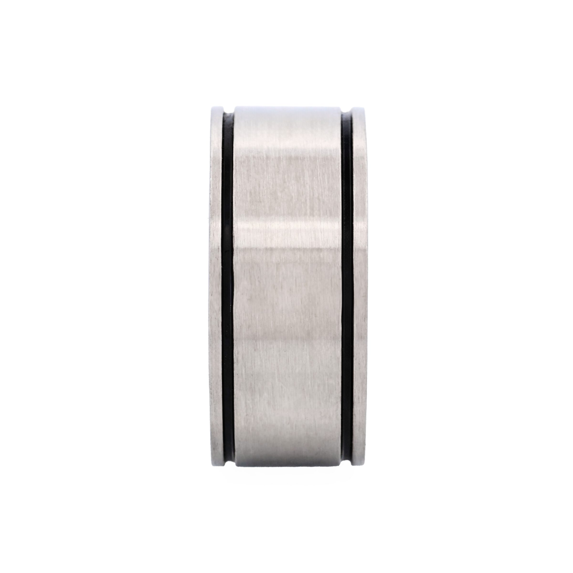 Brushed Stainless Steel Ring with Two Black Enamel lines