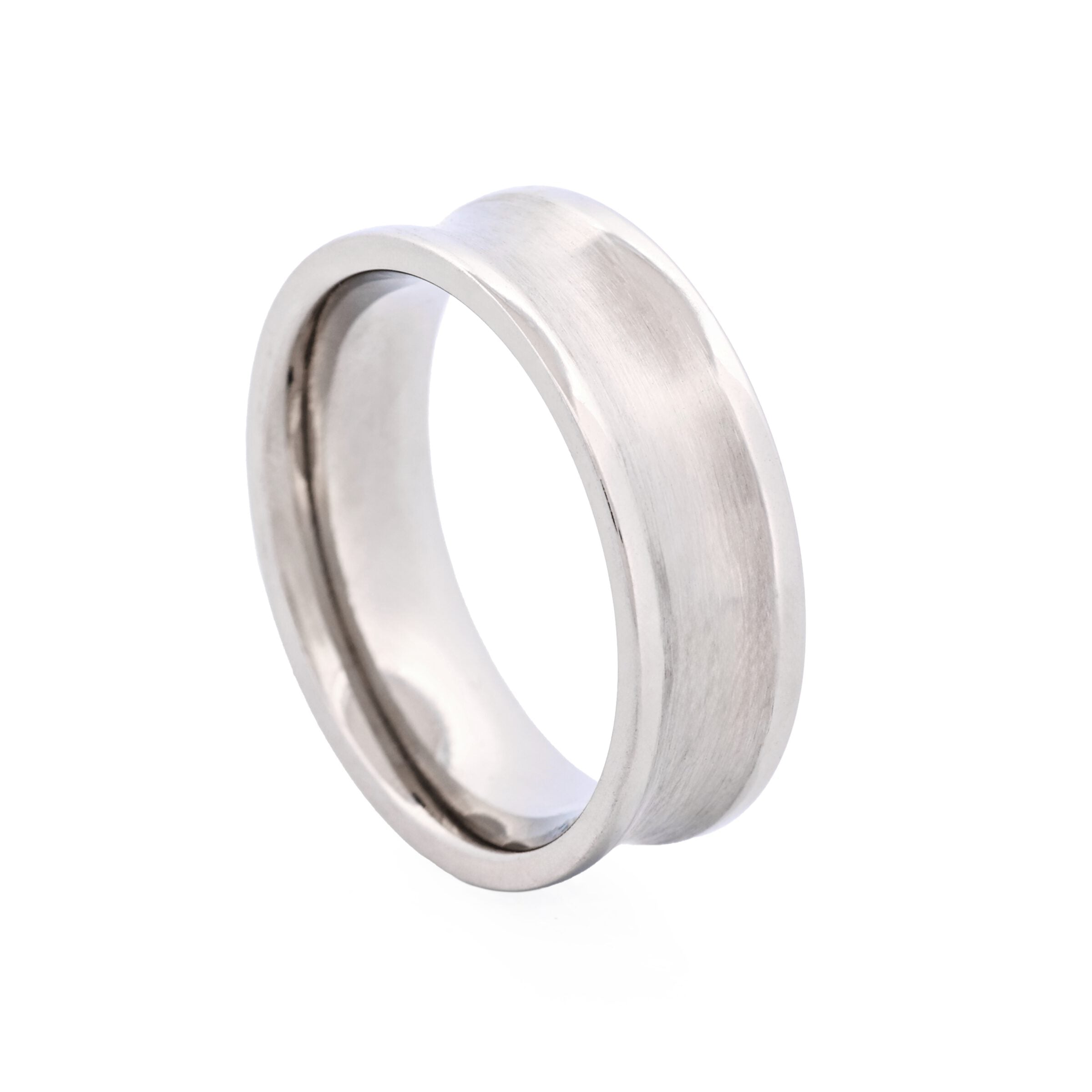 Brushed Stainless Steel Concave Band Ring
