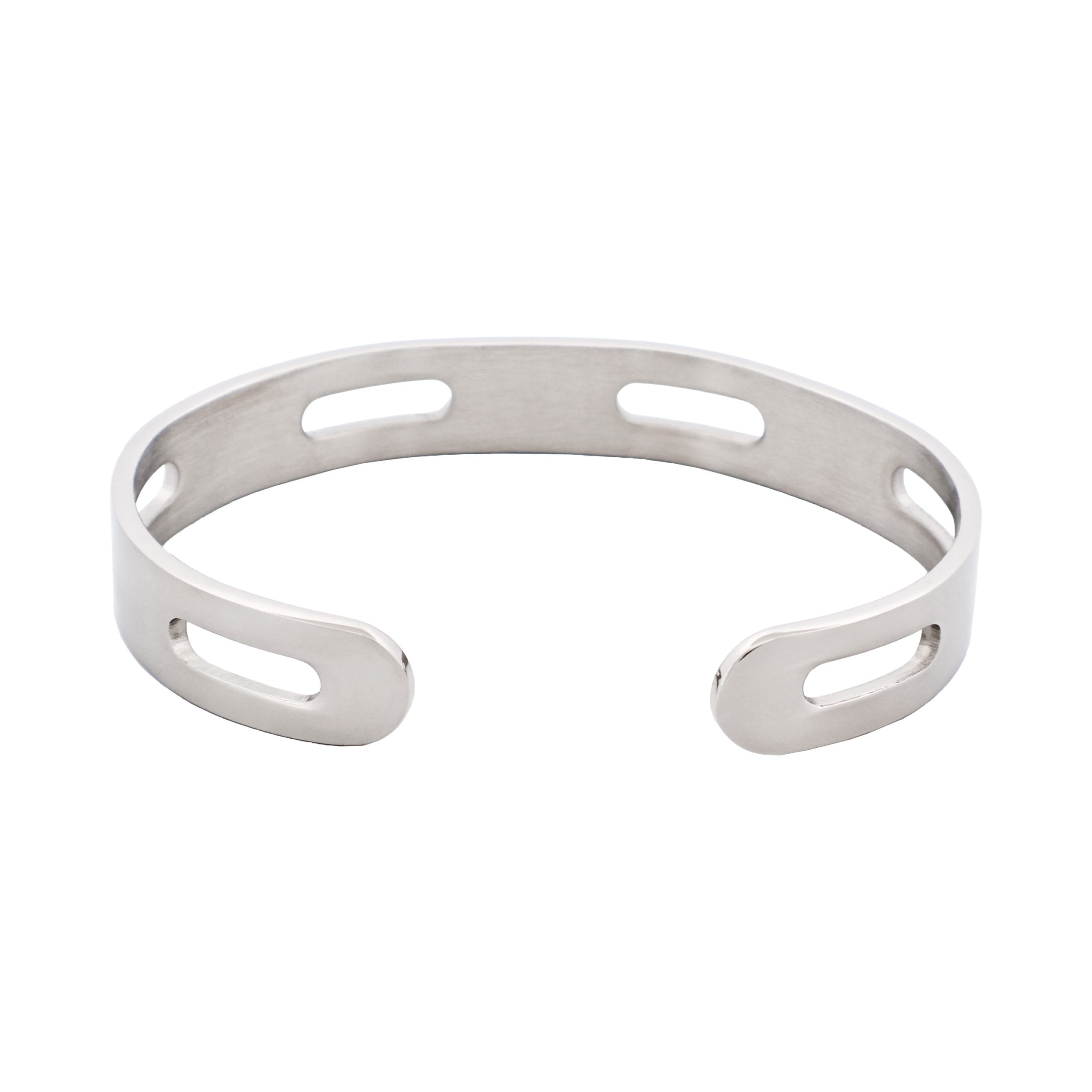 Polished Stainless Steel Cutout Design Cuff & Bangle
