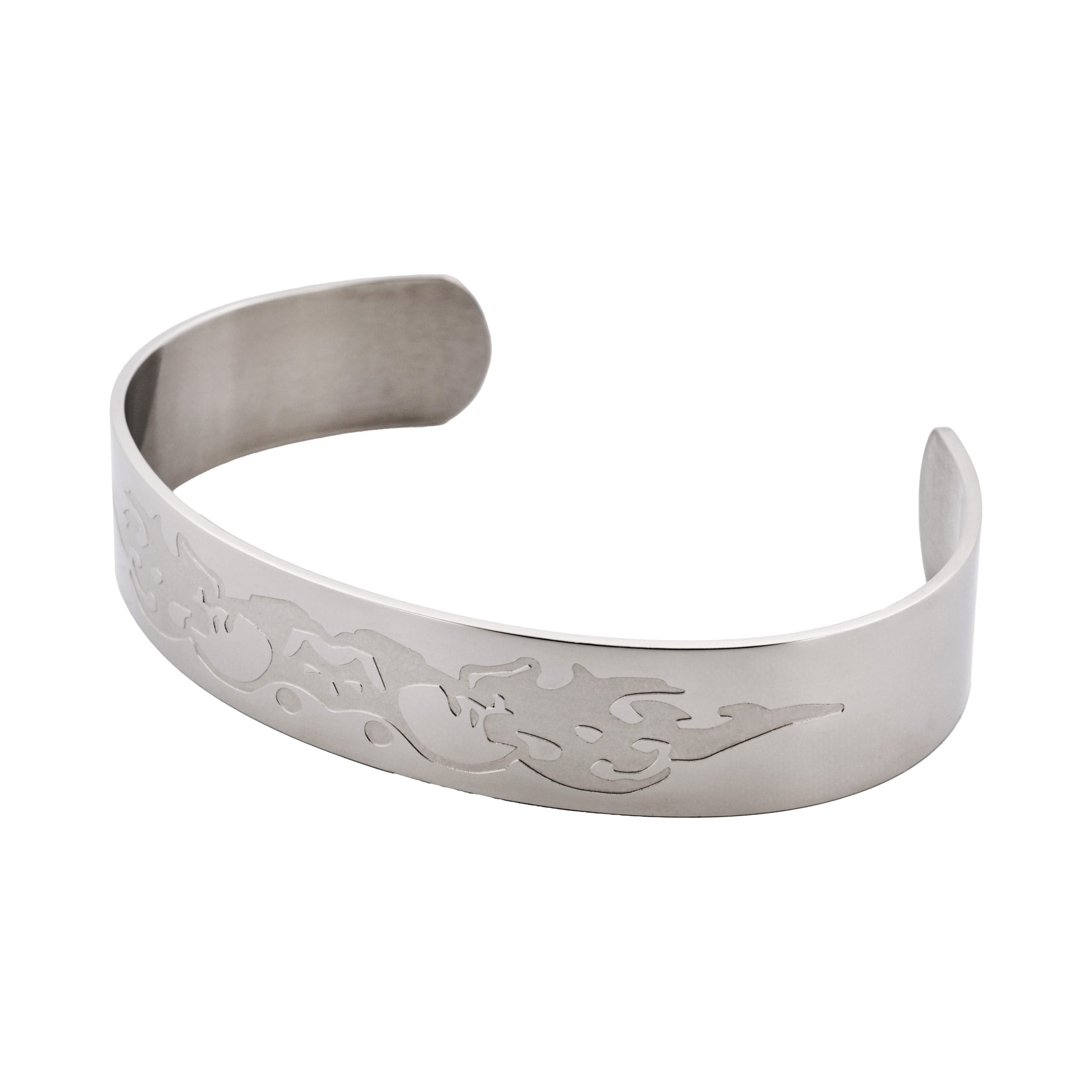 Stainless Steel Etched Patterned Bangle