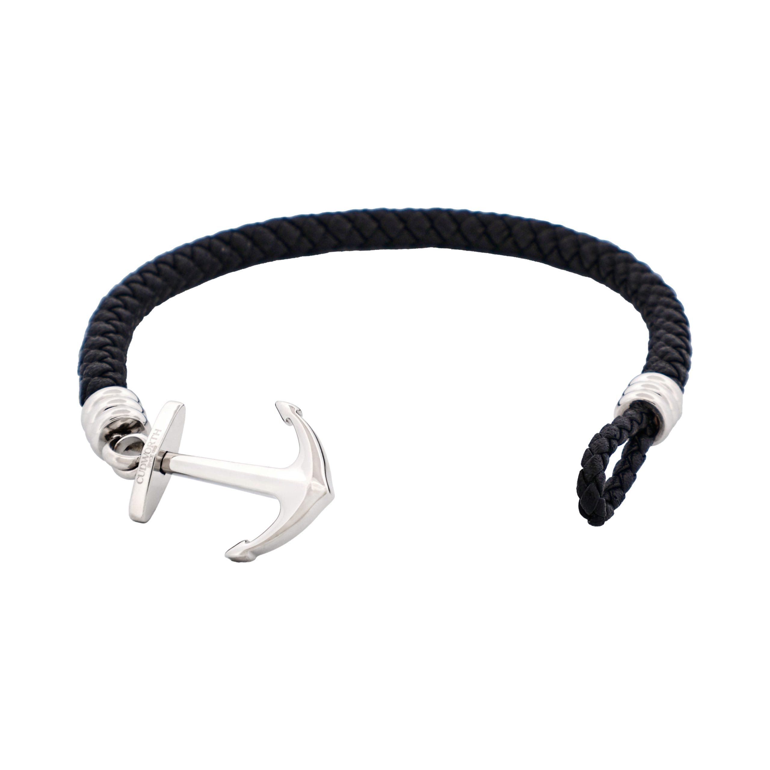 Stainless Steel & Black Anchor Bracelet