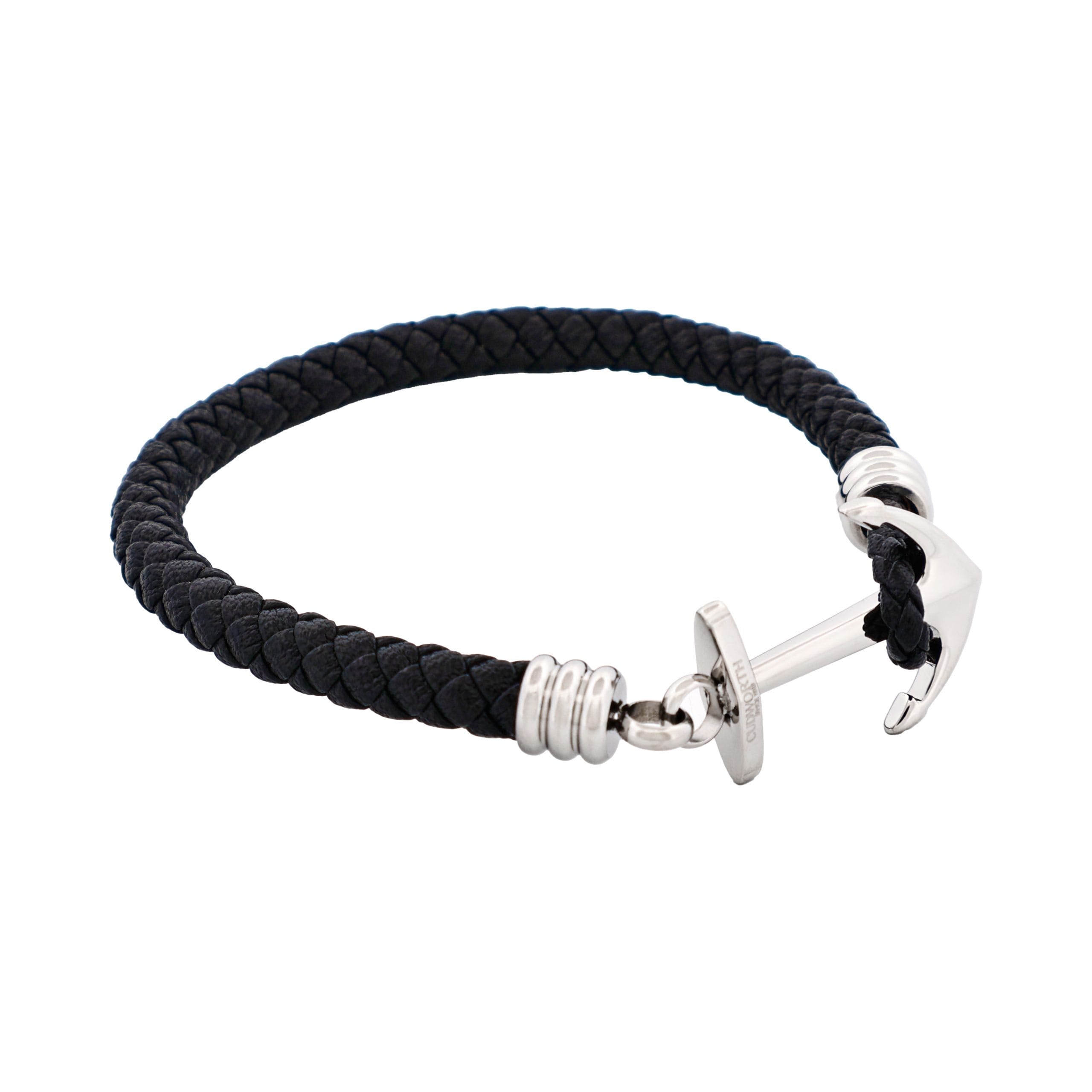 Stainless Steel & Black Anchor Bracelet