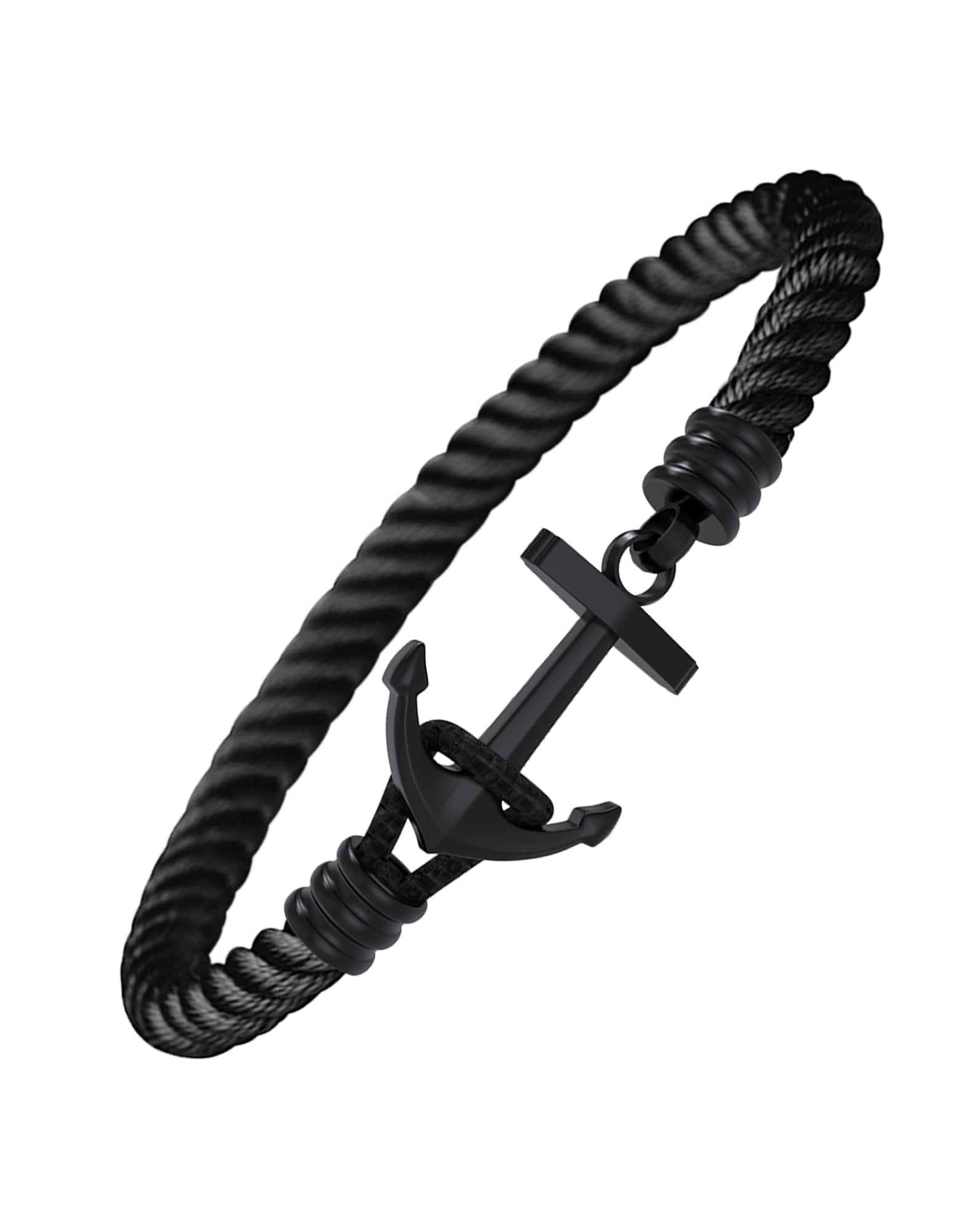 Savage -Ion Plated Black Stainless Steel & Black Cord Anchor Bracelet