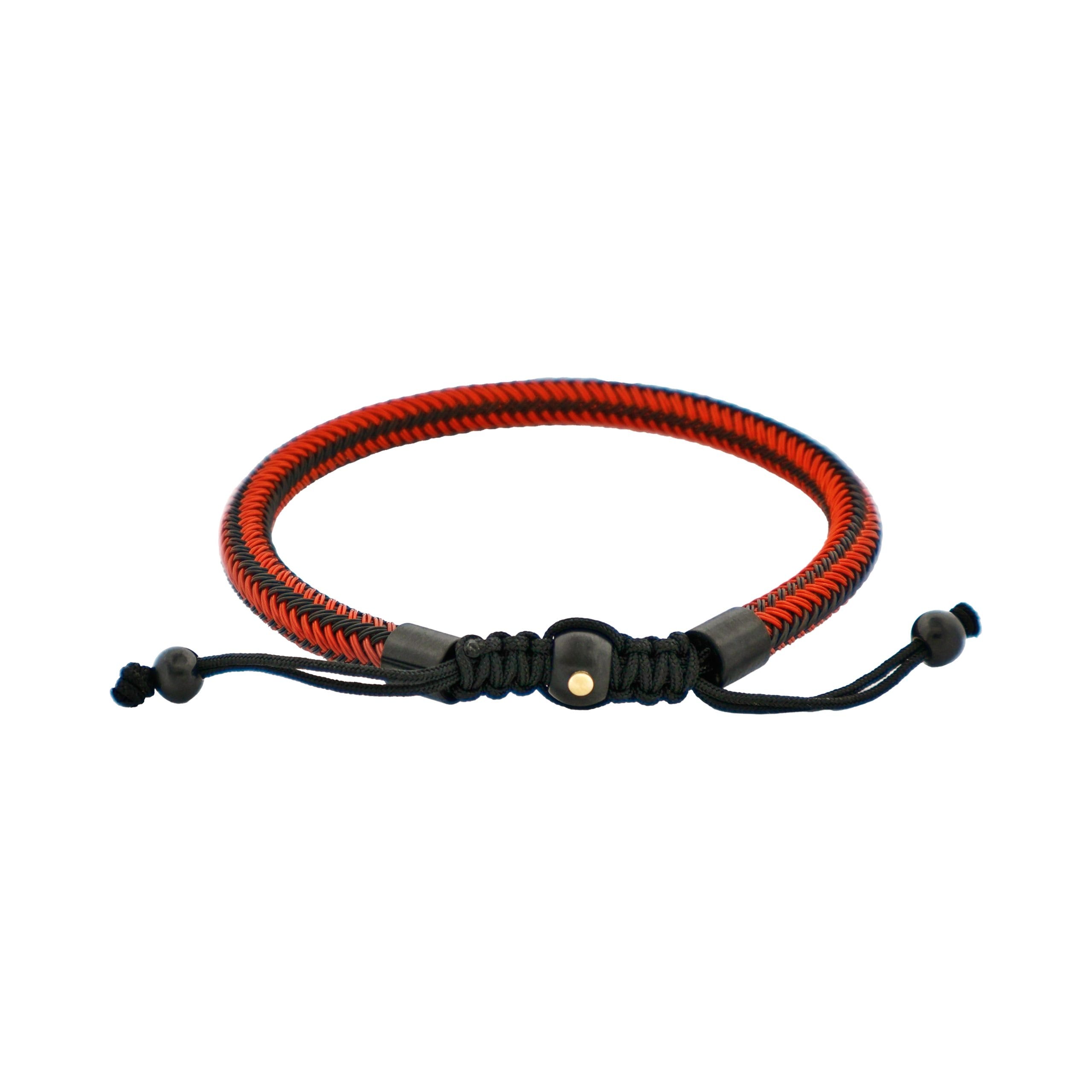 Stainless Steel & Red Cord Macrame Bracelet
