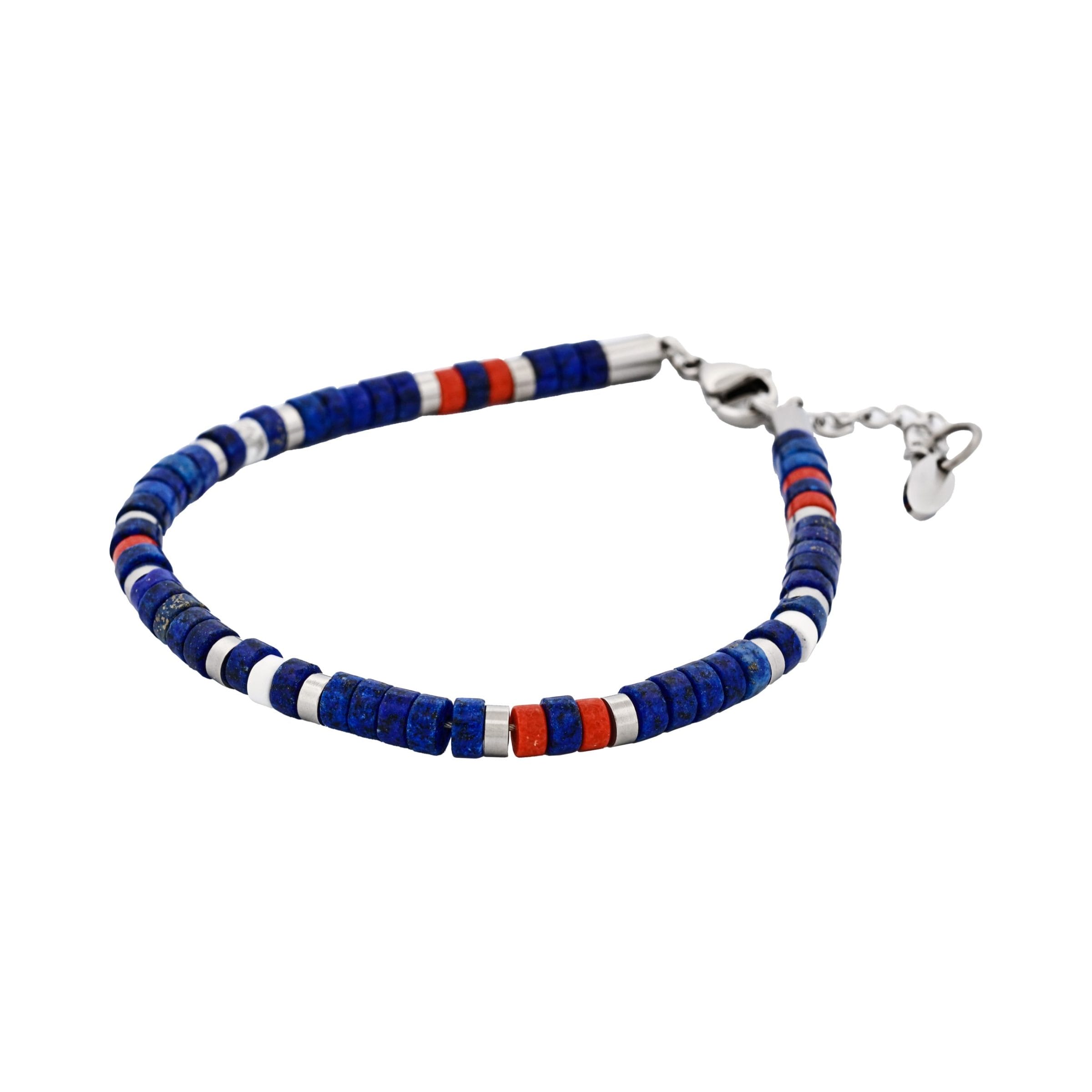 Savage - Multi Coloured Semi-Precious Stone & Stainless Steel Disc Bracelet