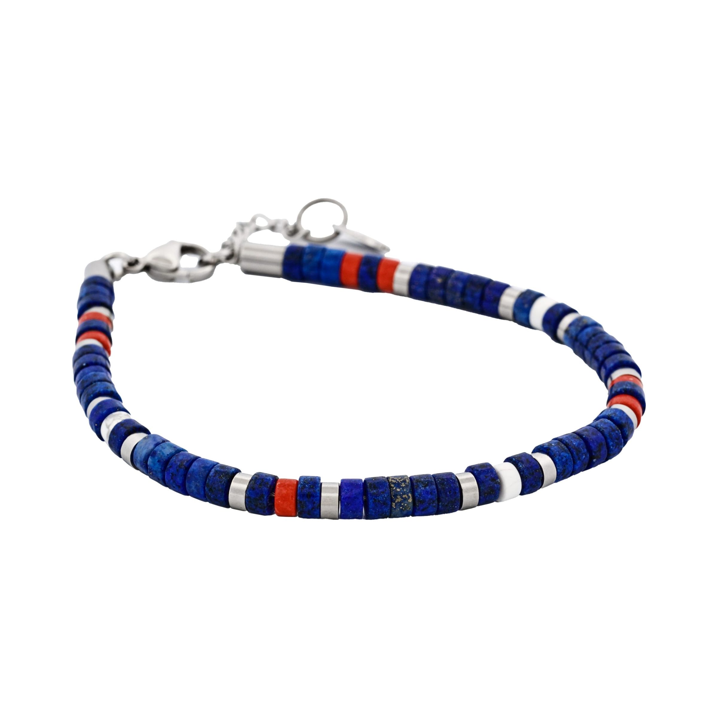 Savage - Multi Coloured Semi-Precious Stone & Stainless Steel Disc Bracelet