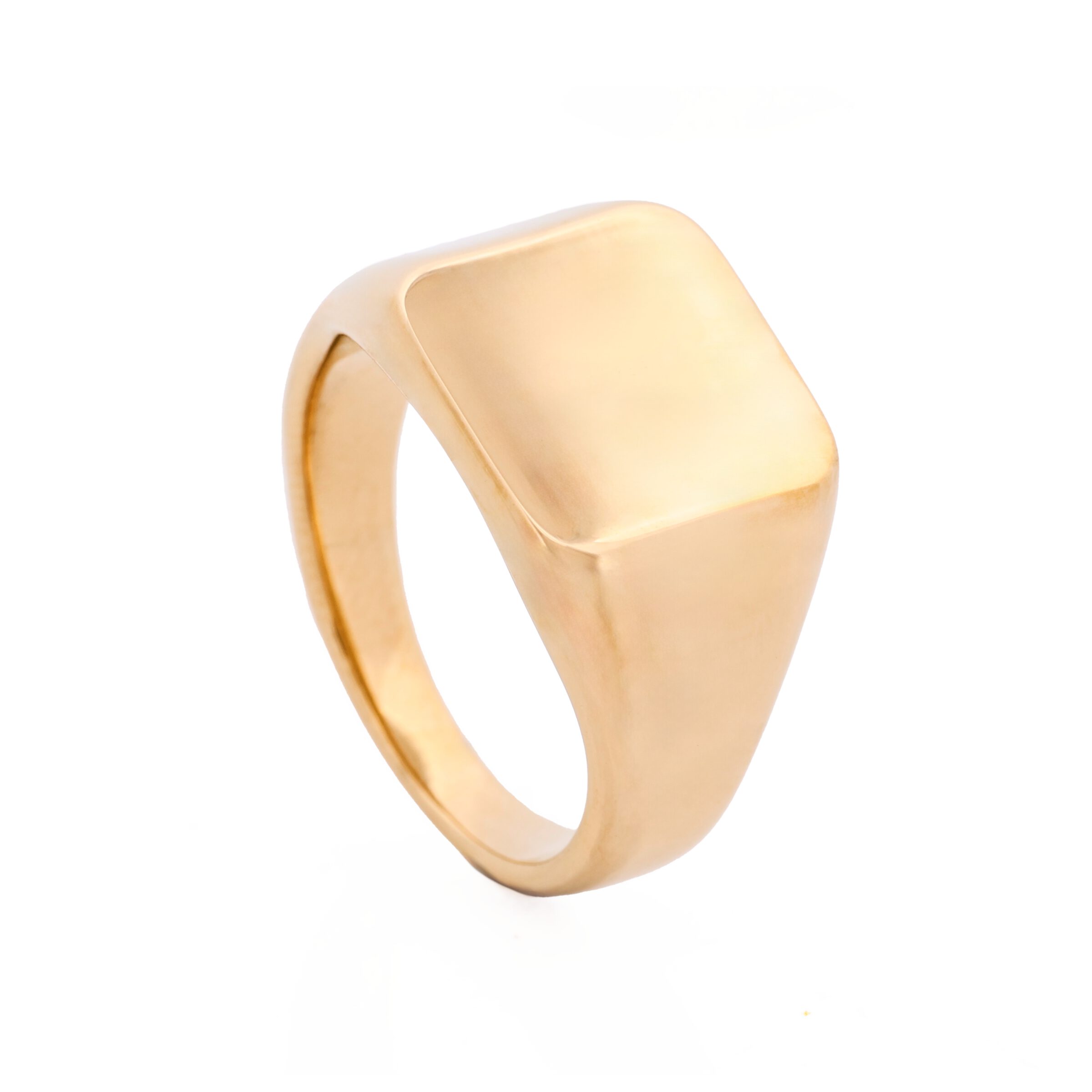 Ion Plated 14K Gold Polished Stainless Steel Signet Ring