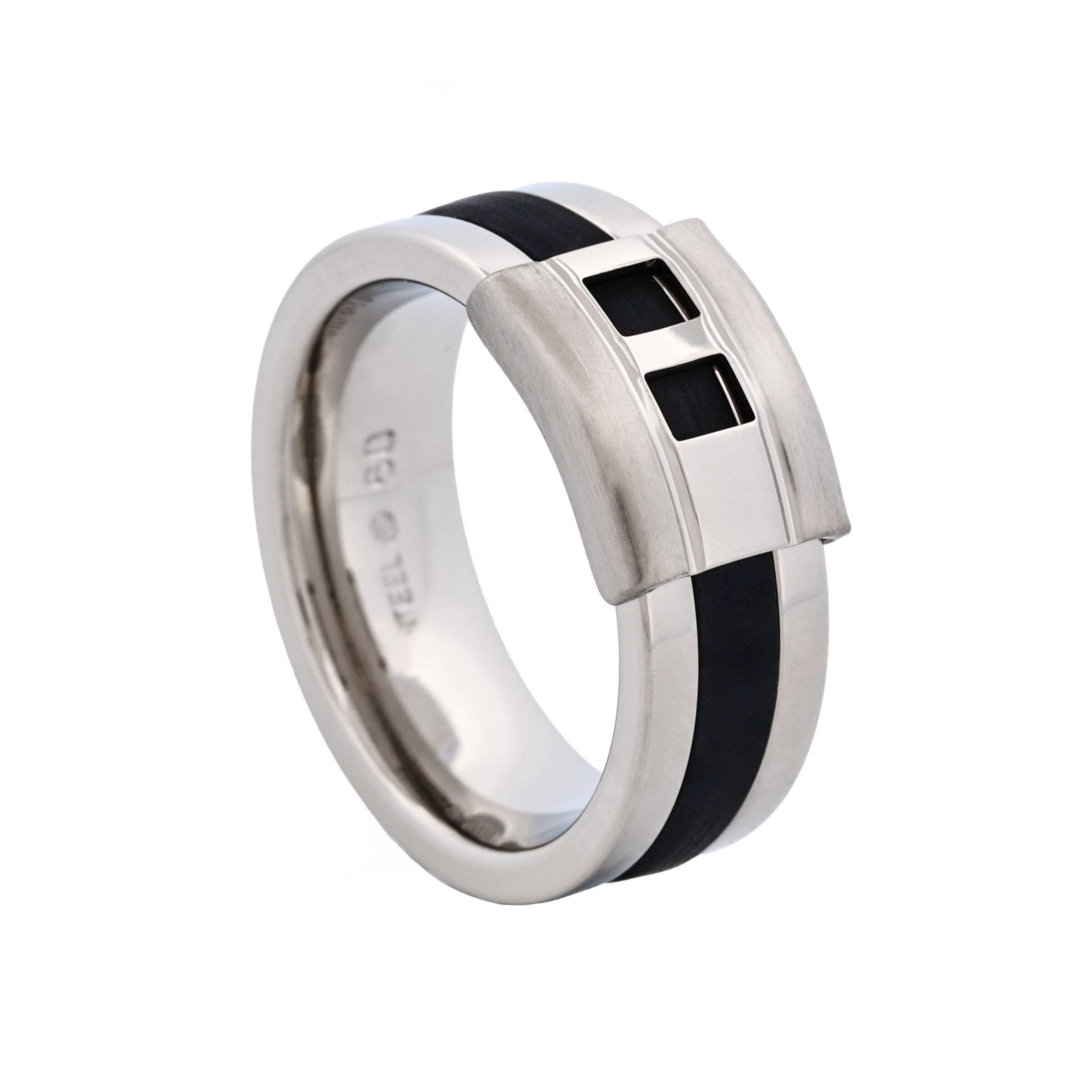 Stainless Steel and Black Ring