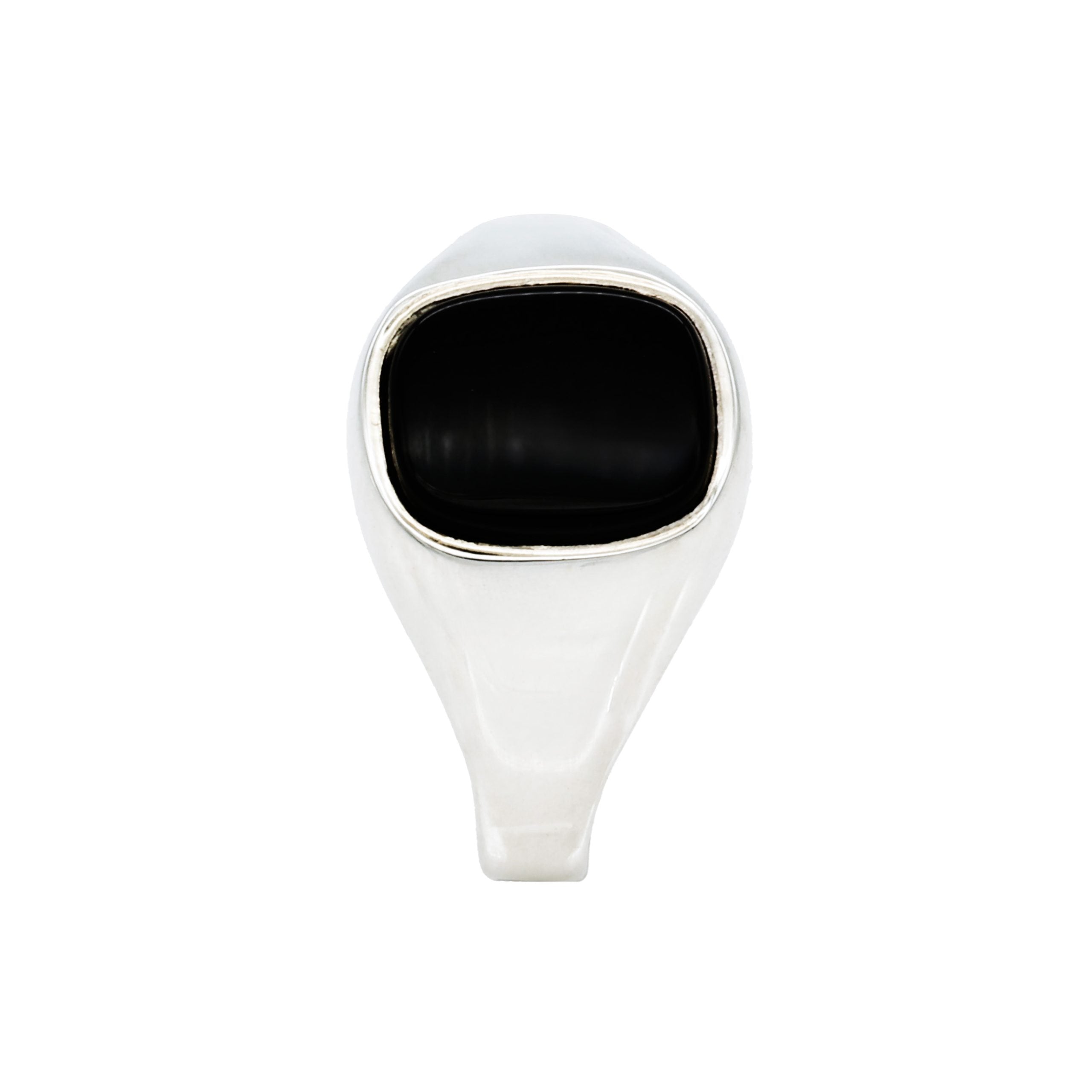 Rhodium plated Sterling Silver/Onyx Signet Ring