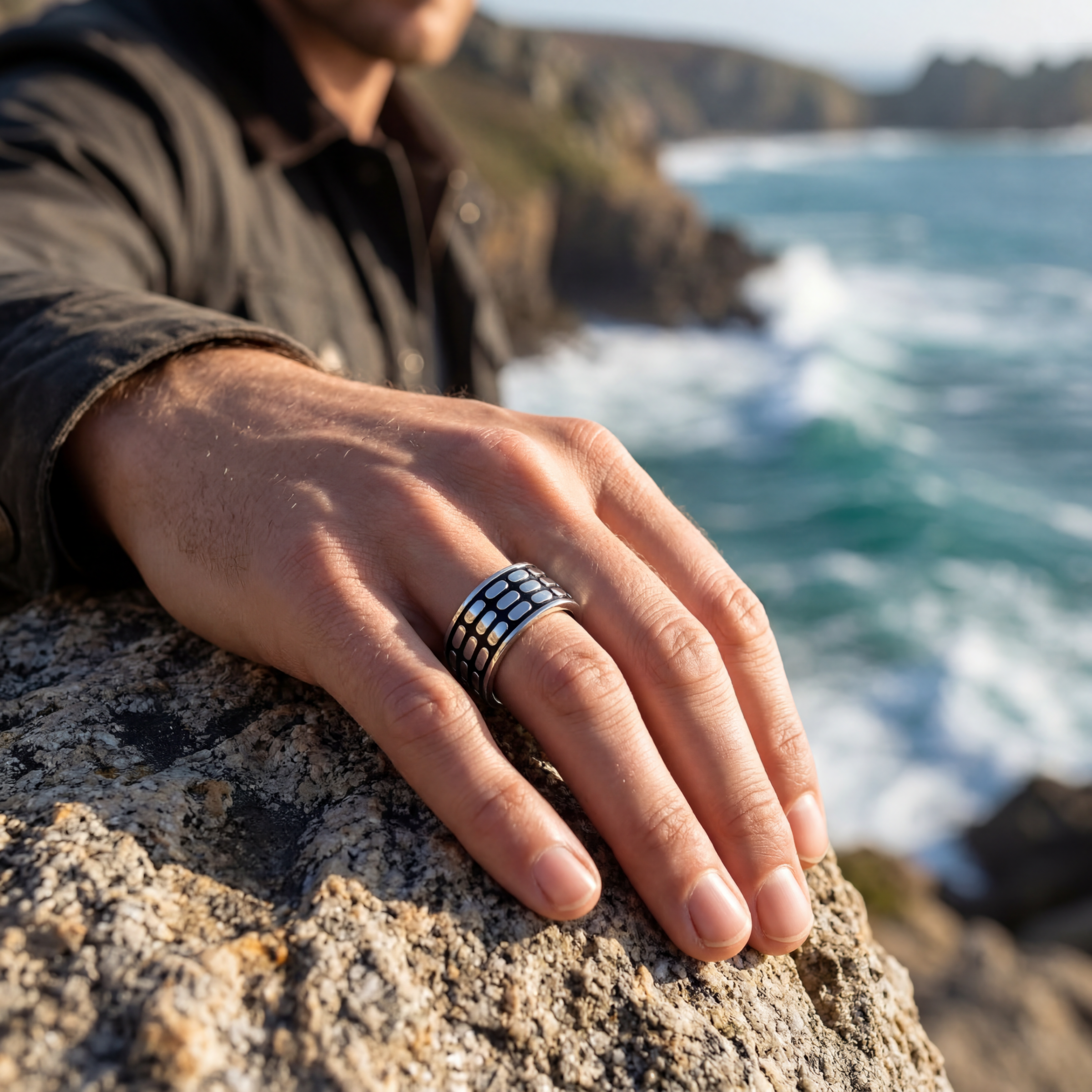 Sterling Silver Black Enamel Ring