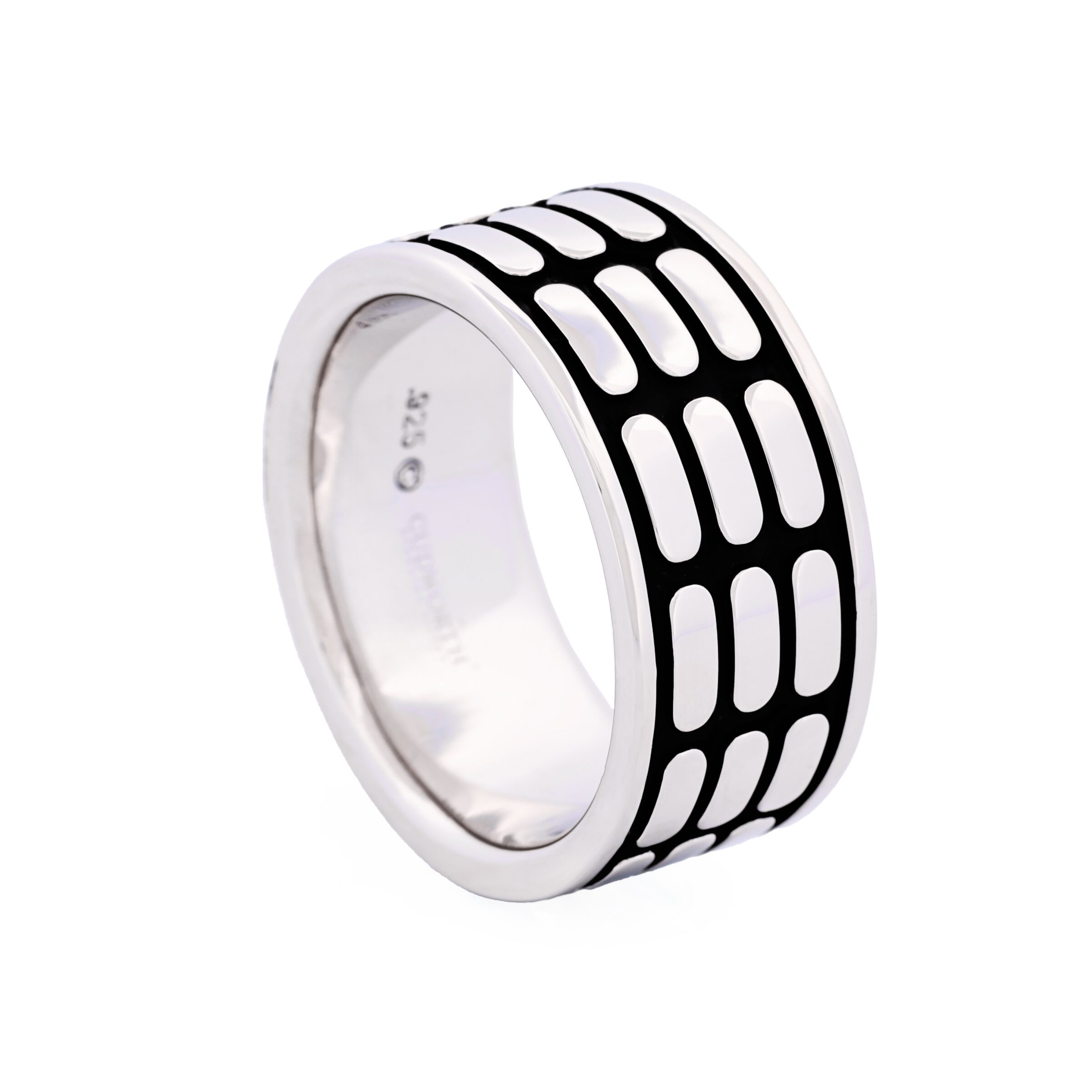 Sterling Silver Black Enamel Ring