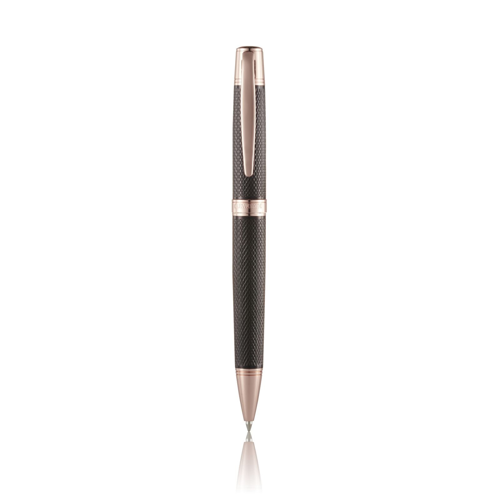 Cudworth Ballpoint Pen, Rose Noir: Black Mesh & Rose Gold