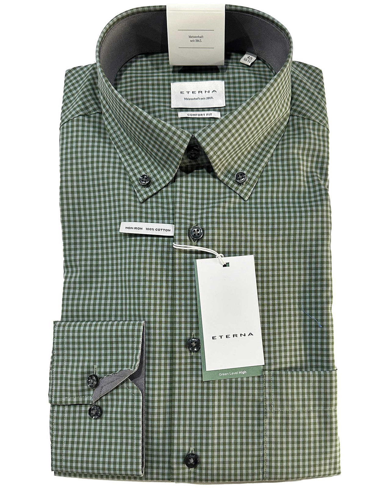 8913/40C  https://harrysformenswear.com.au/products/8913-40c  Limited Edition ETERNA MEN´S SHIRTS Fine Cotton Comfort Fit -(Right for the Bigger Fit Man) With Pocket Design in Germany Contrast Trim Non-Iron men's shirts are drip dry; in other words, the fabric straightens automatically after washing and does not need to be ironed.  Page title