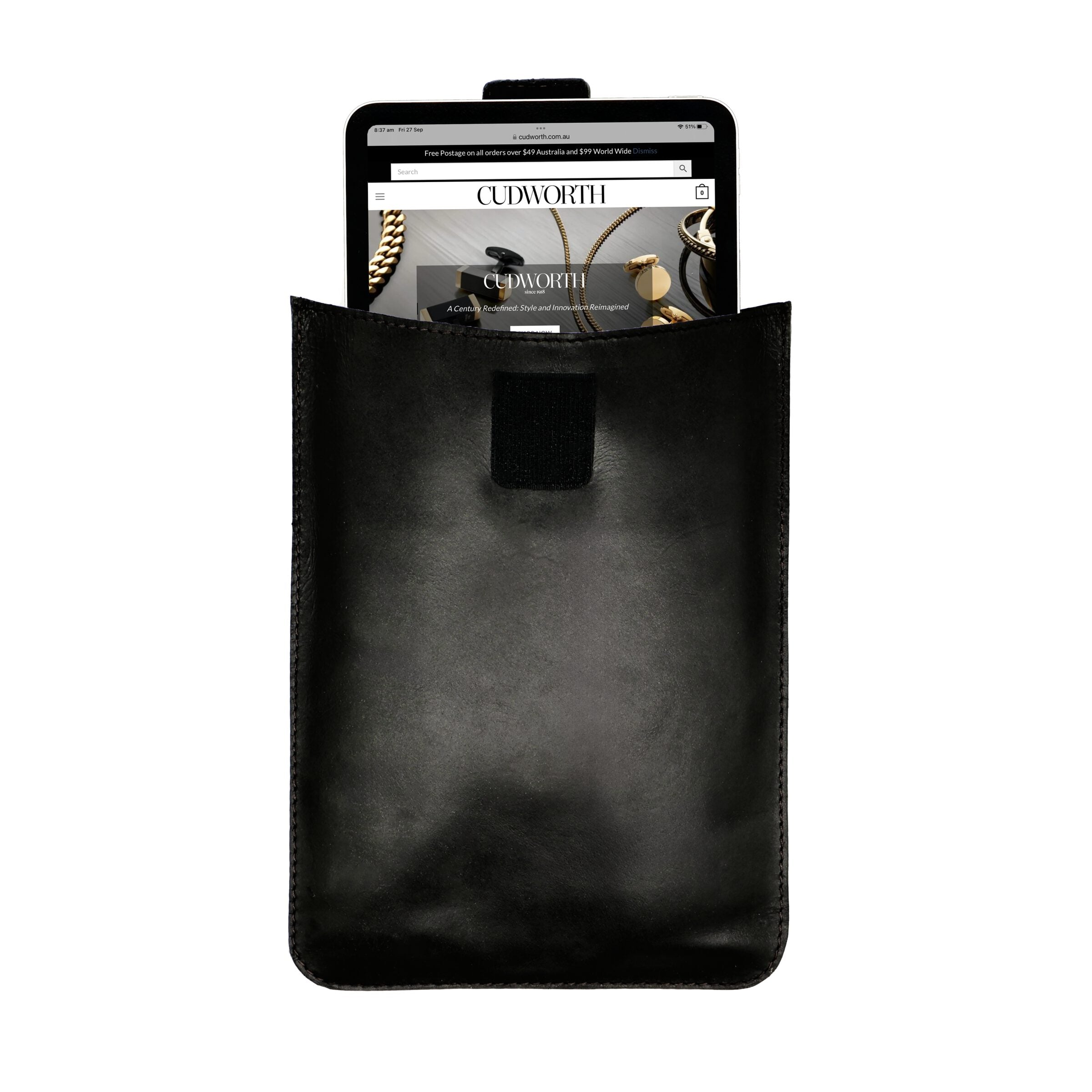 Black Leather iPad-Mini Sleeve