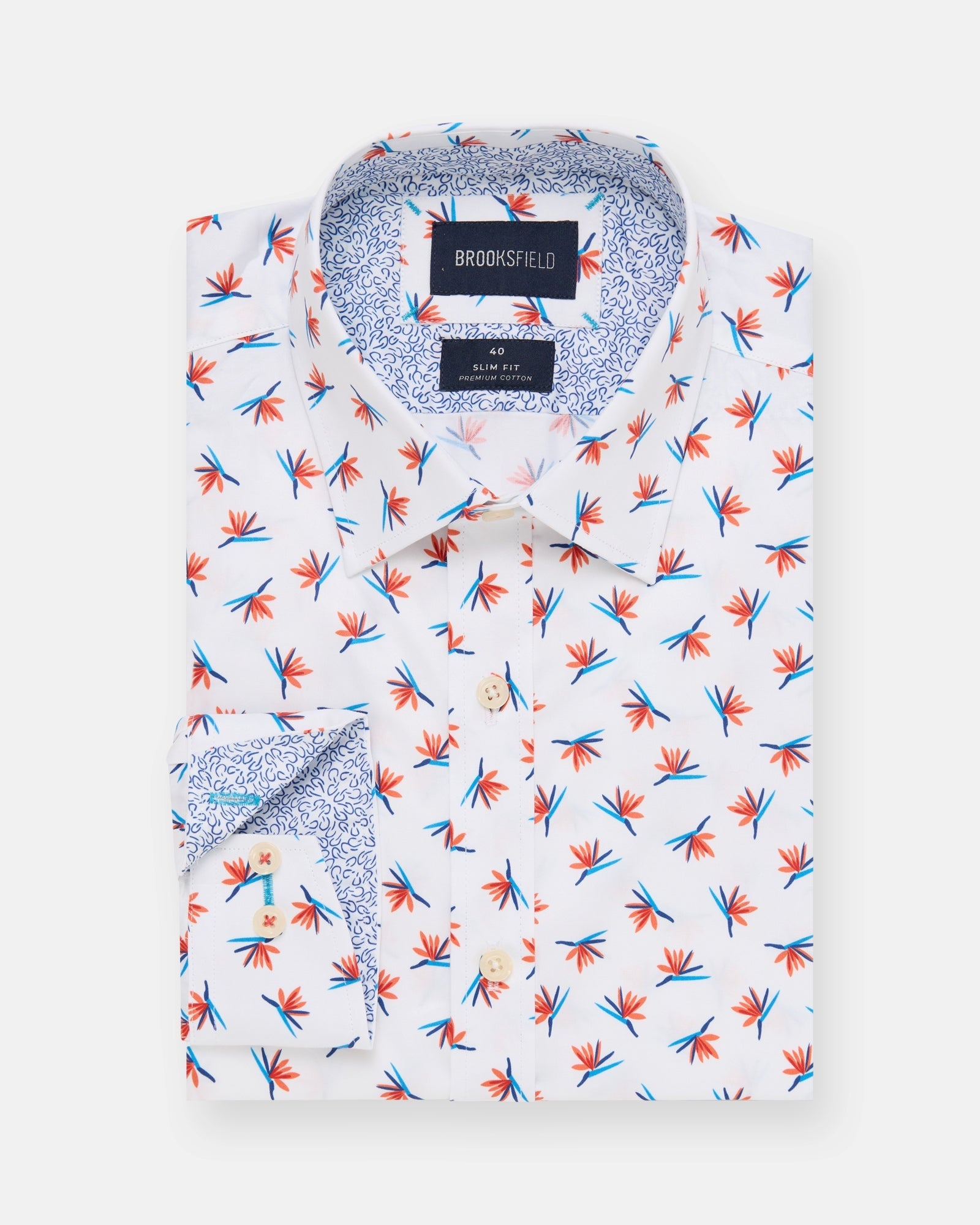 Brooksfield Orange Stretch Slim Fit Business Shirt | BFC2592