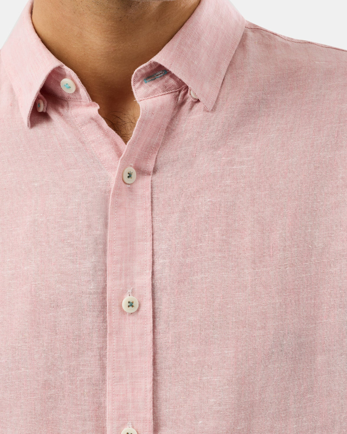 Brooksfield Linen Relaxed Slim Fit Shirt | Pink-BFS1176