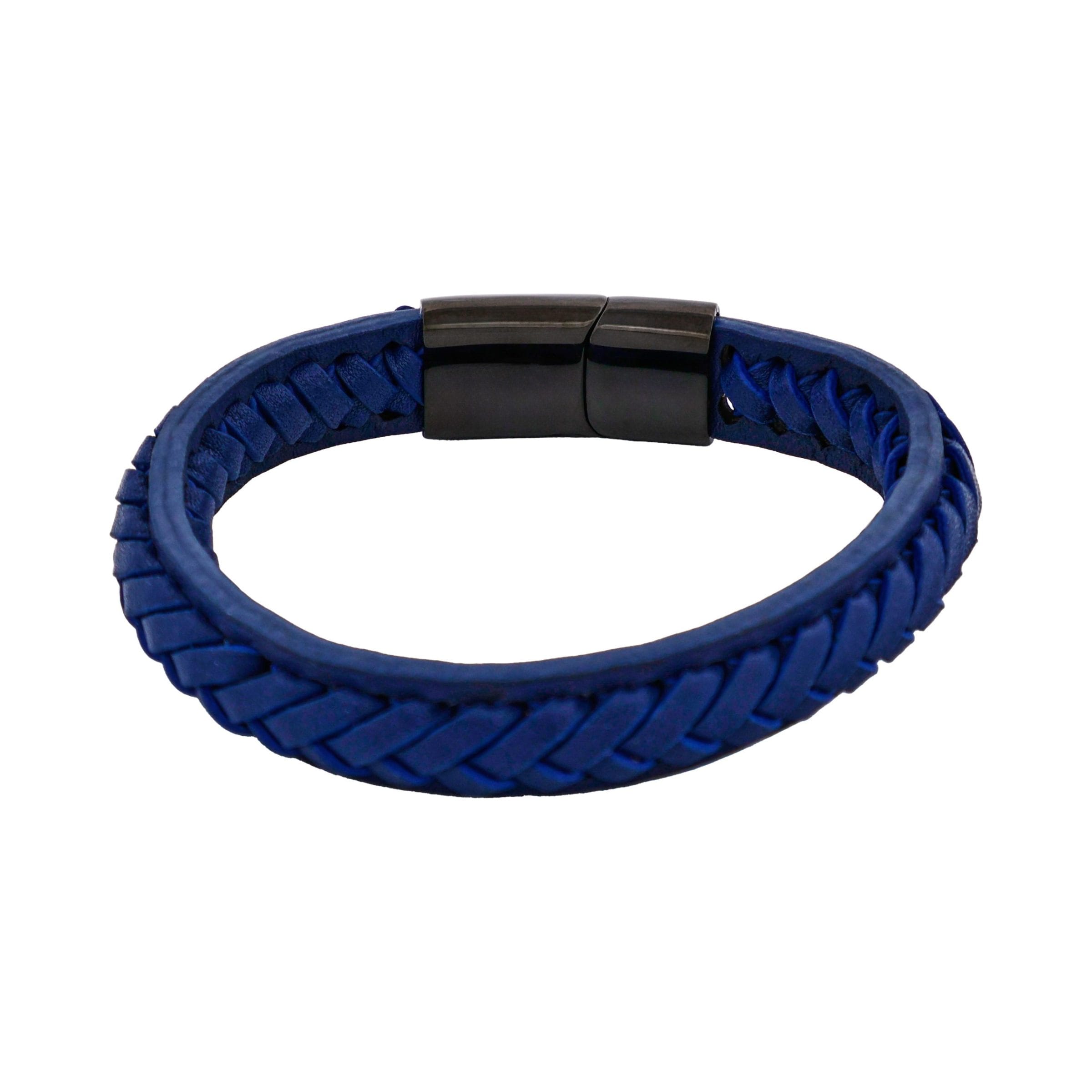 Savage - Navy Stitched Leather & Stainless Steel Bracelet