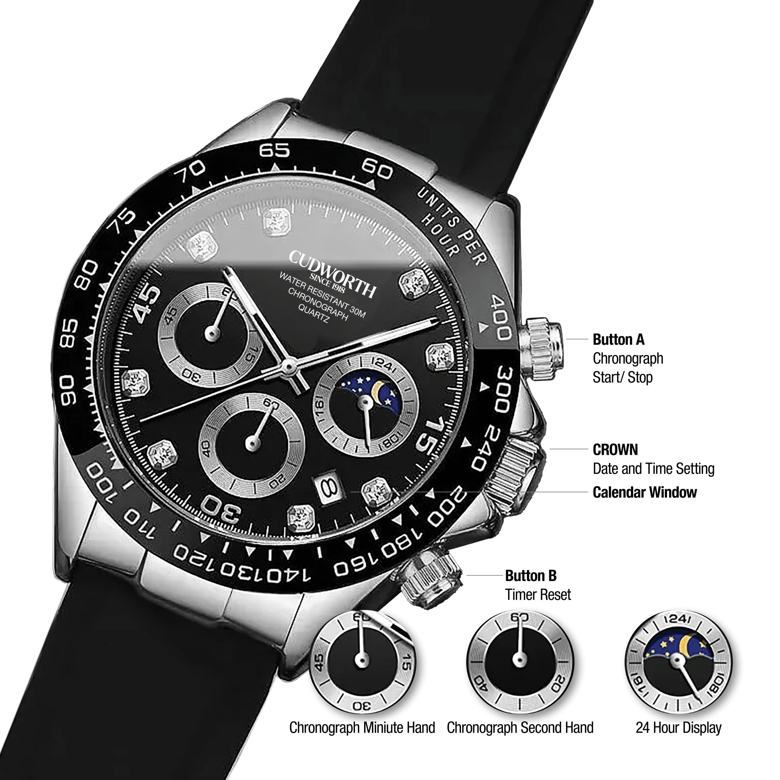 Cudworth Apex Chronograph Jet Black & Silicone