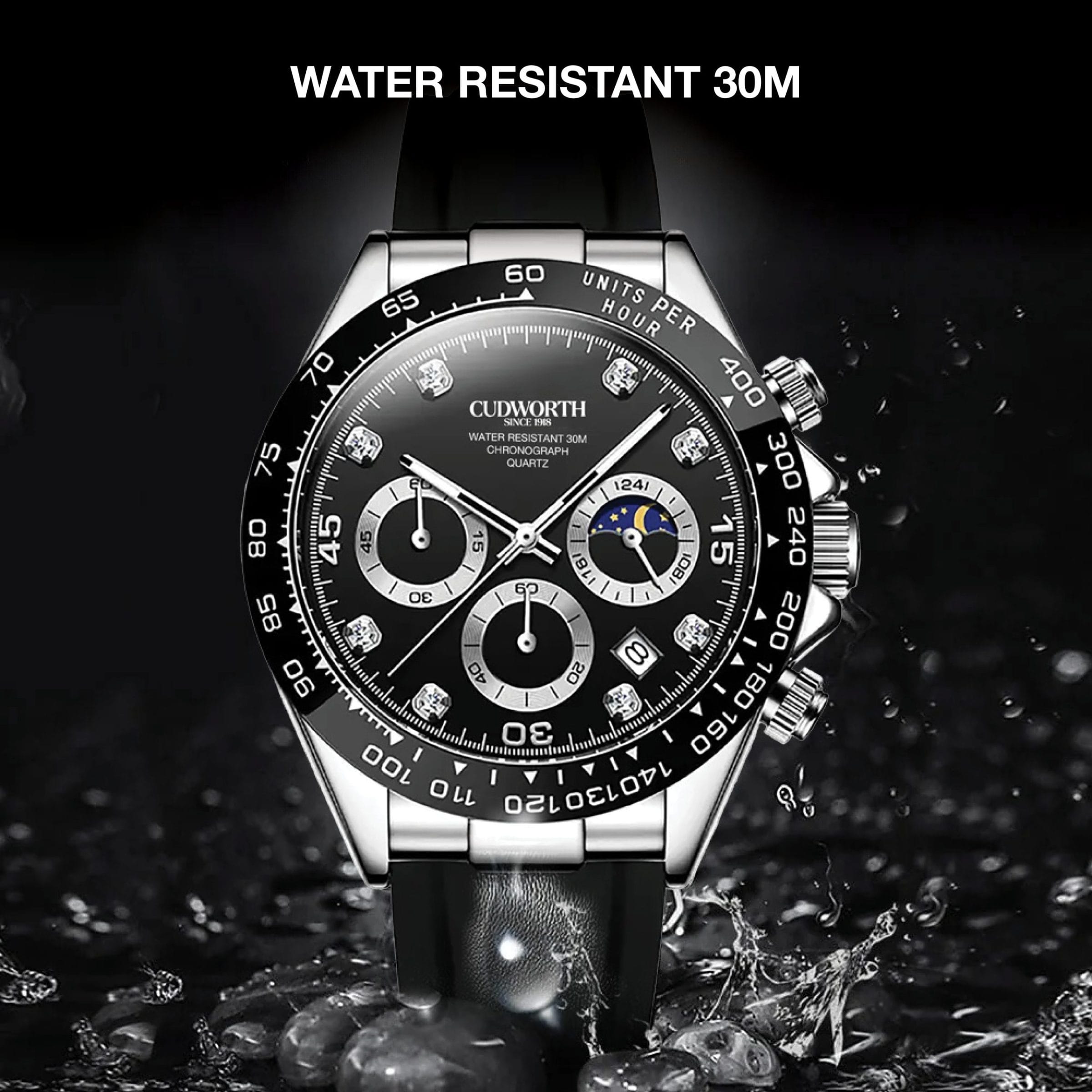 Cudworth Apex Chronograph Jet Black & Silicone