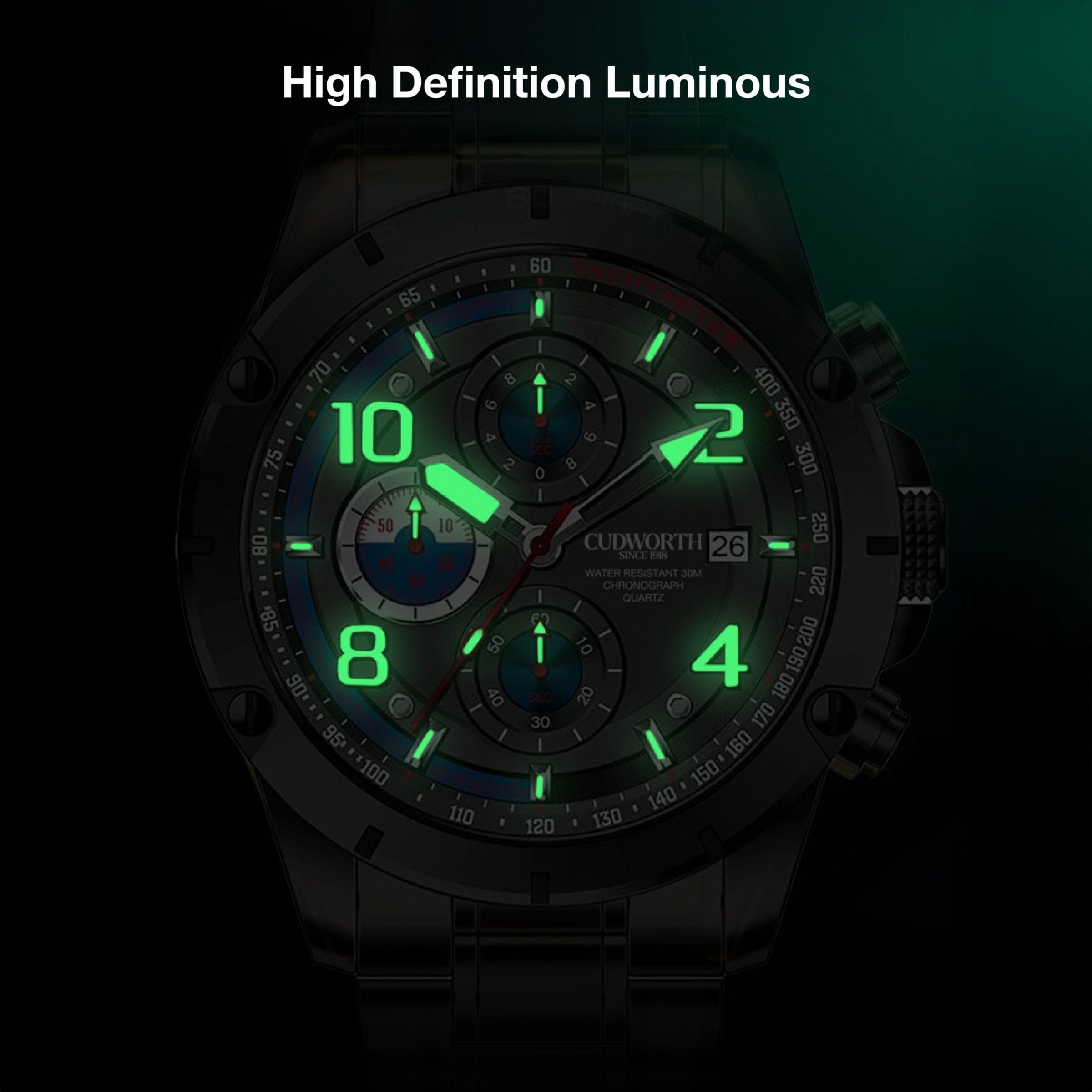 Cudworth Velocity Chronograph, Black Steel