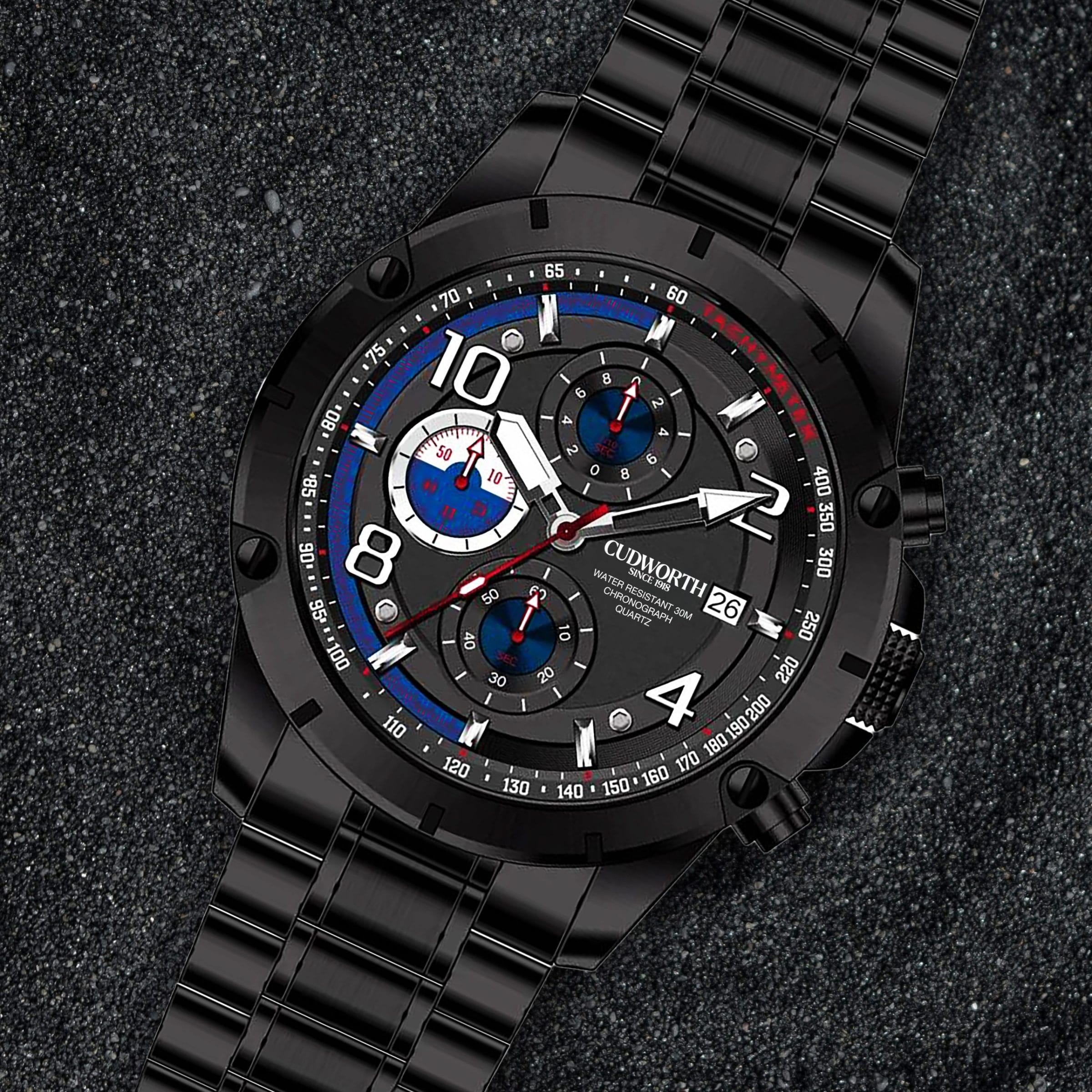 Cudworth Velocity Chronograph, Black Steel