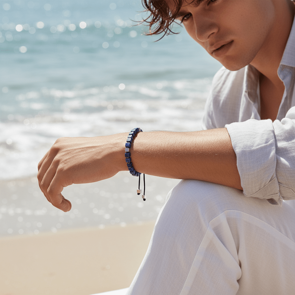 Savage - Solidate Stone Brass Beads with Stainless Steel Macramé Bracelet
