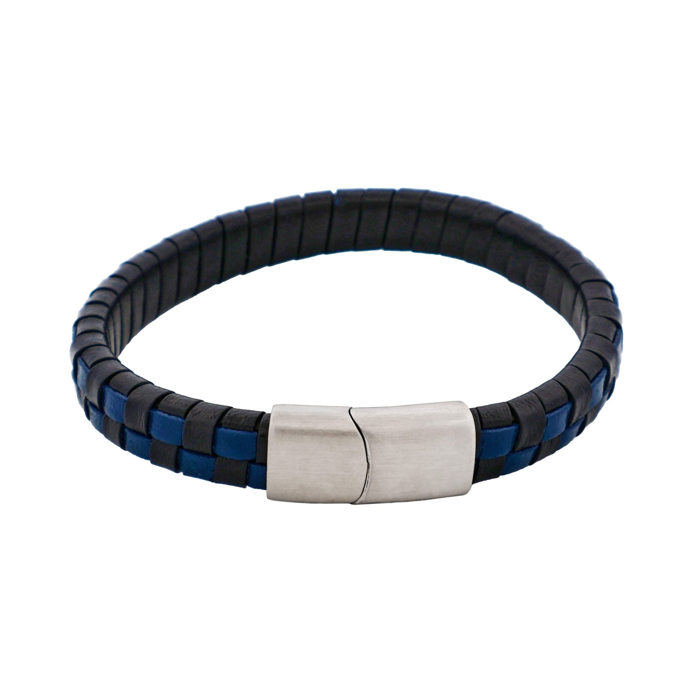 Savage - Blue & Black Braided Leather & Stainless Steel Bracelet