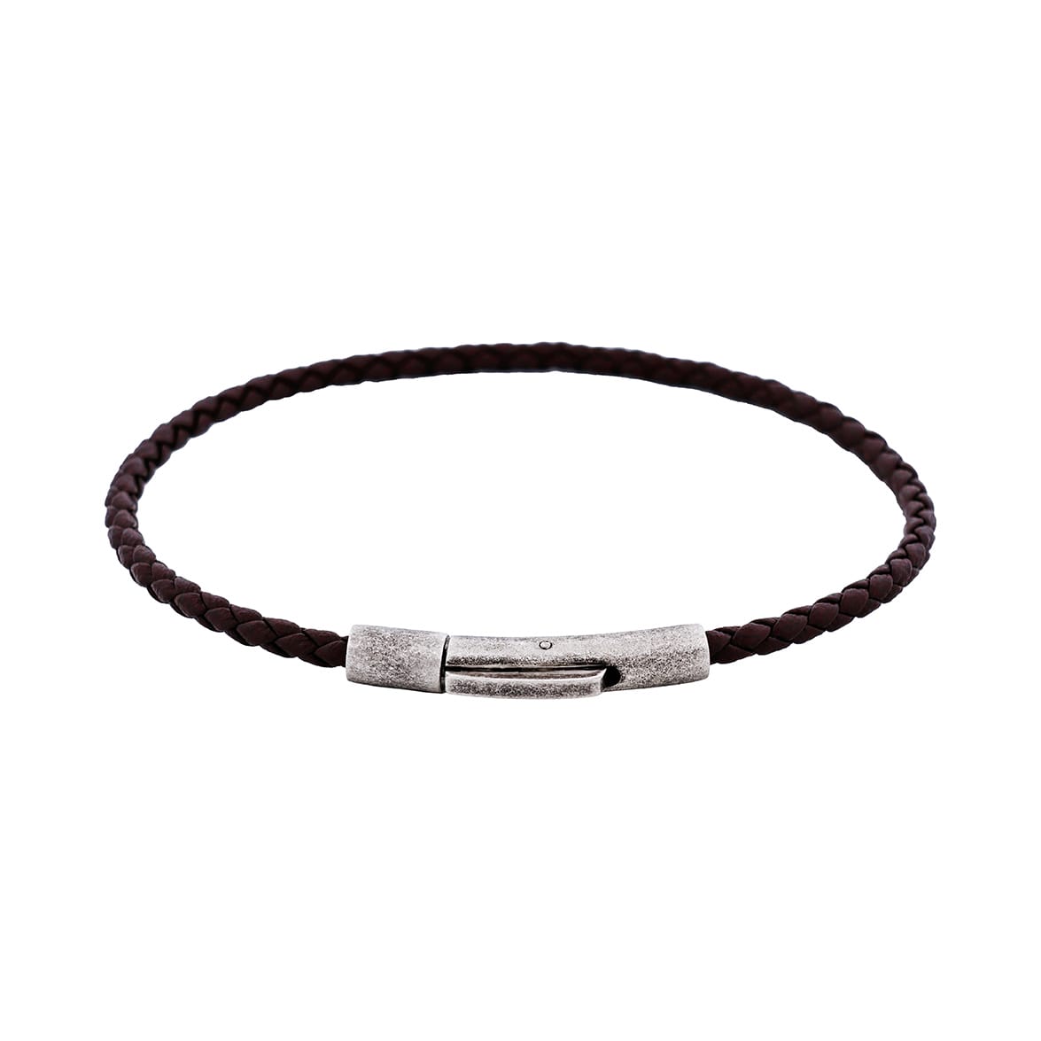 Cudworth MAGRO Leather 3mm with stainless steel clasp bracelet 21.5MM - MARRONE SCURO