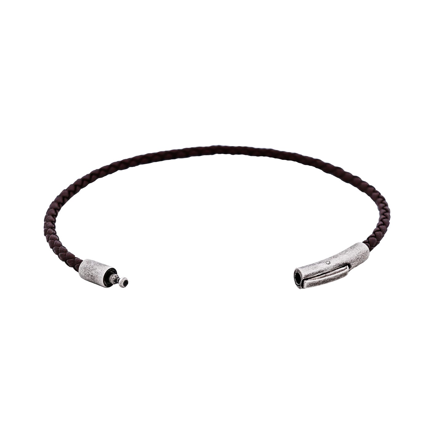 Cudworth MAGRO Leather 3mm with stainless steel clasp bracelet 21.5MM - MARRONE SCURO