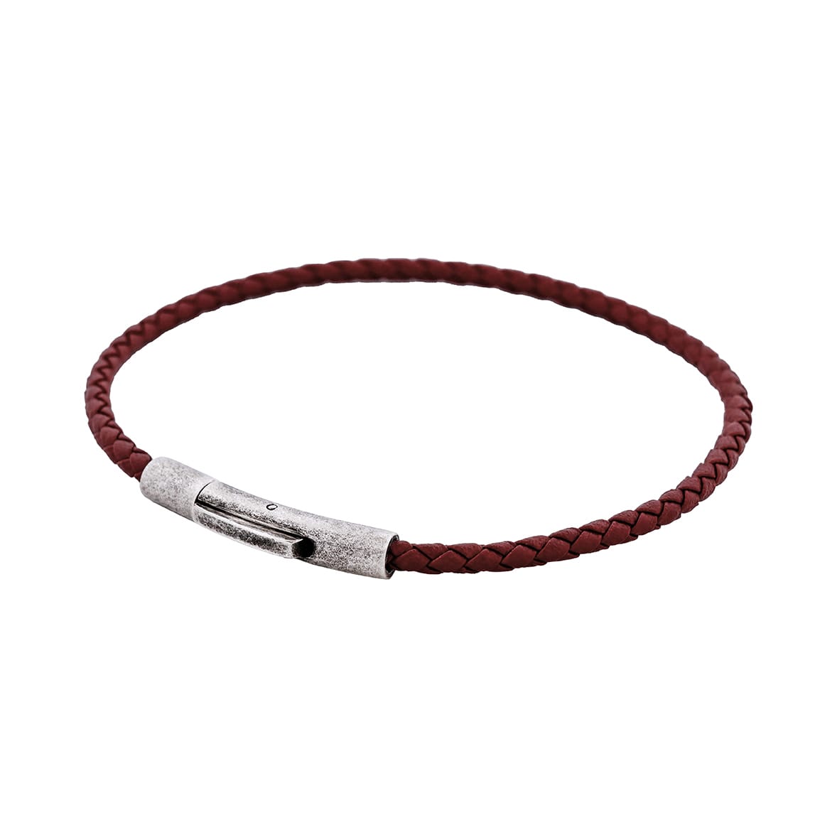 Cudworth MAGRO Leather 3mm with stainless steel clasp bracelet 21.5MM - MARRONE