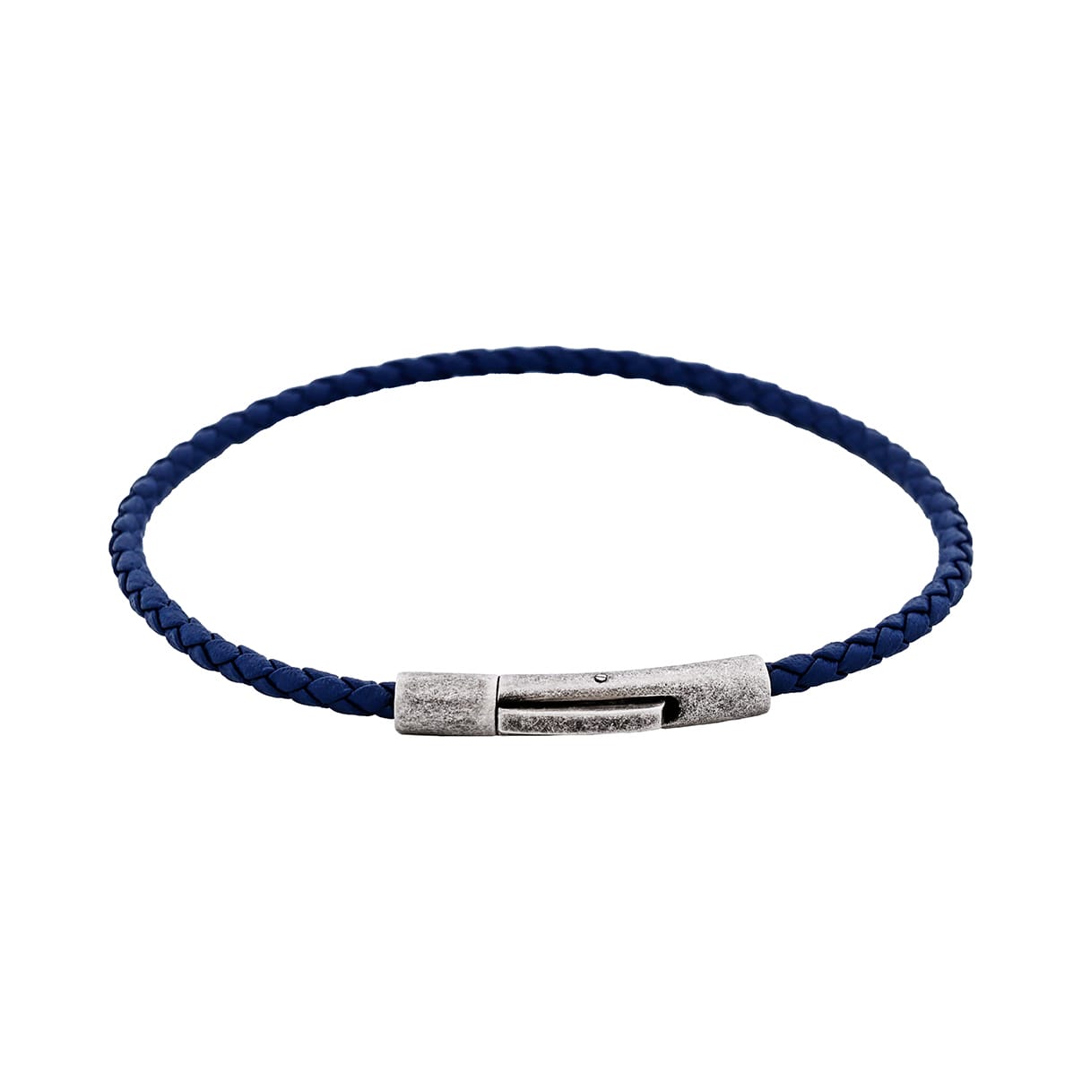 Cudworth MAGRO Leather 3mm with stainless steel clasp bracelet 21.5MM - OCEANO PROFONDO