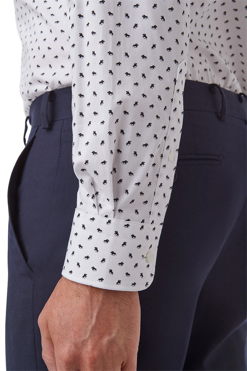 Marcell Cotton Mini Horse Print Shirt | Harrys for Menswear
The Marcell shirt in 100% soft-feel cotton with a mini horse print. Tailored fit, long sleeve, semi spread collar. Perfect for spring events. Machine washable.
$149.00 AUD