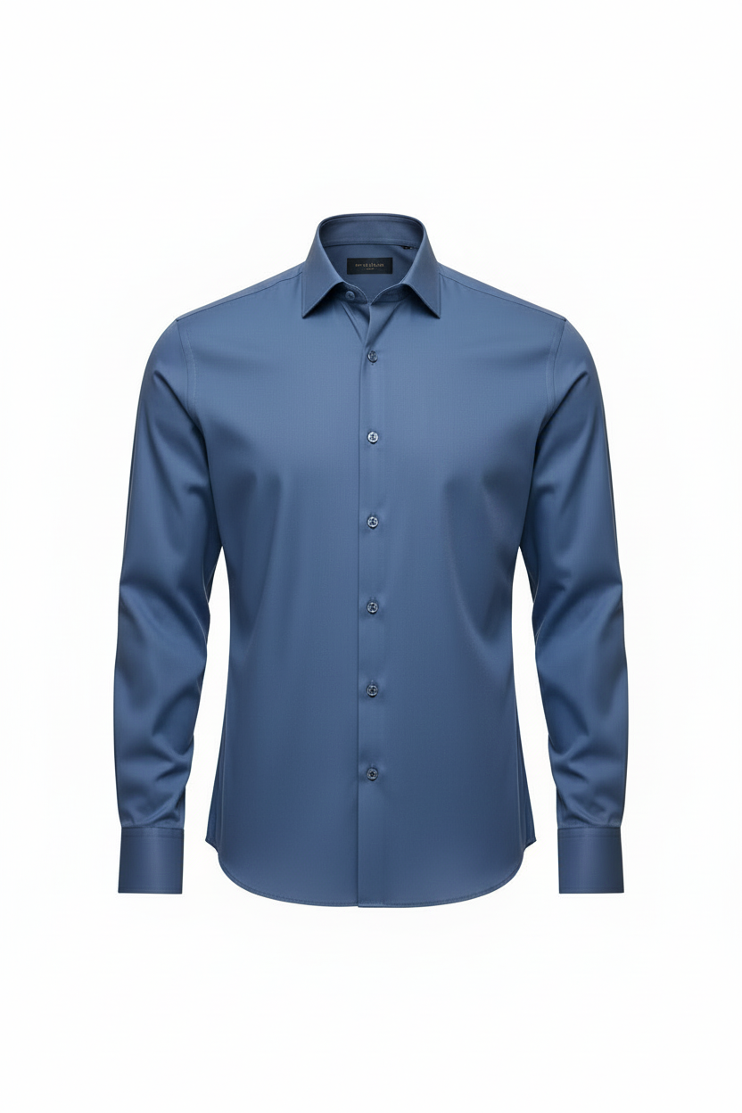 Hardy Amies Airforce Blue Plain Business Shirt — Slim Fit