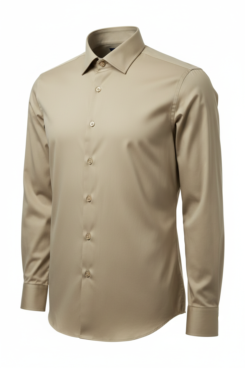 Hardy Amies Sand Plain Business Shirt HA495SF — ghost front view