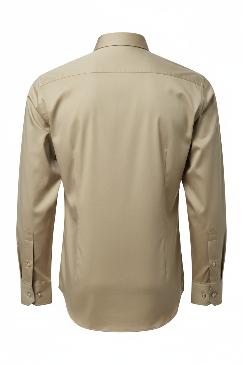 Hardy Amies Sand Plain Business Shirt HA495SF — ghost back view