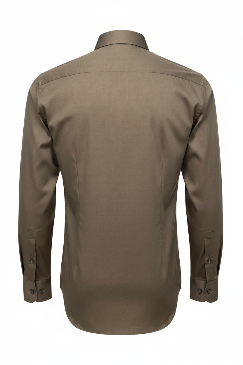 Hardy Amies Chocolate Plain Business Shirt HA497SF — ghost back view