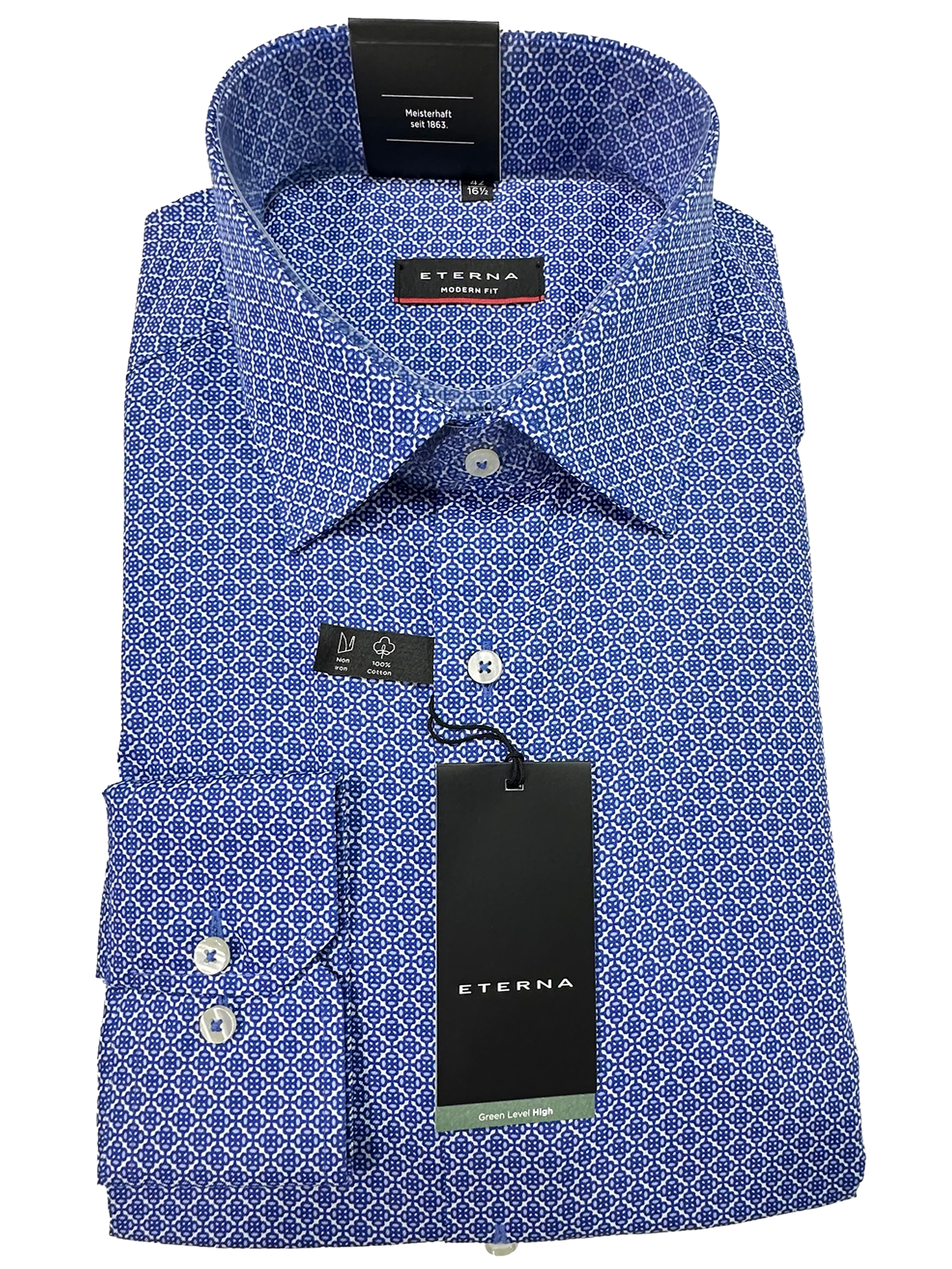 4106/14 Blue Patten Business L/S Modern Fit Shirt