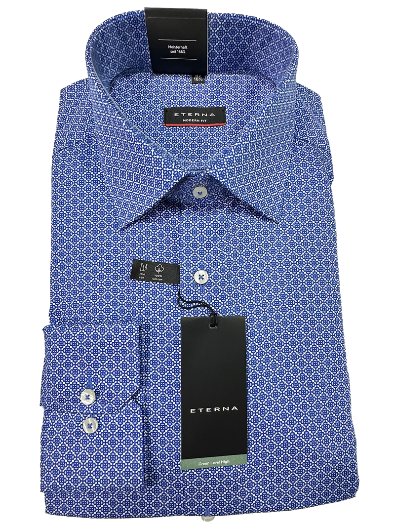 4106/14 Blue Patten Business L/S Modern Fit Shirt