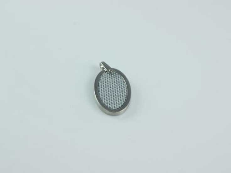 Stainless Steel & Fibreglass Oval Pendant on 55cm Ball Chain