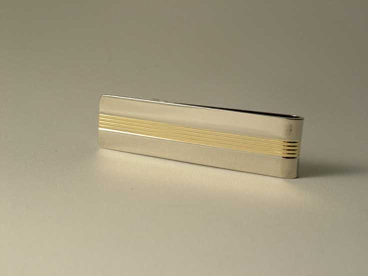 Rhodium & Gold Plated Striped Money Clip