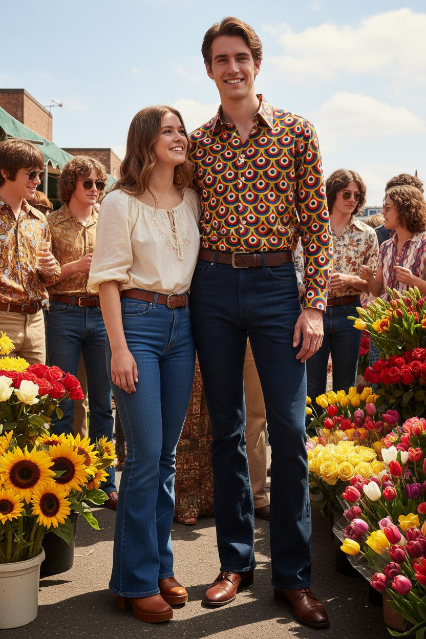 Vibrant John Lennon Piccadilly Shirt at 1970s Flower Market