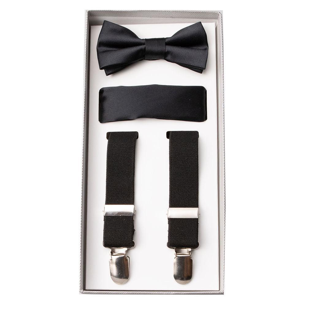 Boys brace set with bow tie, pocket hank & X-back braces. Available in 7 colours. Perfect for weddings & formals. Shop at Harry's for Menswear.Boy's Brace Set - Harrys for Menswear