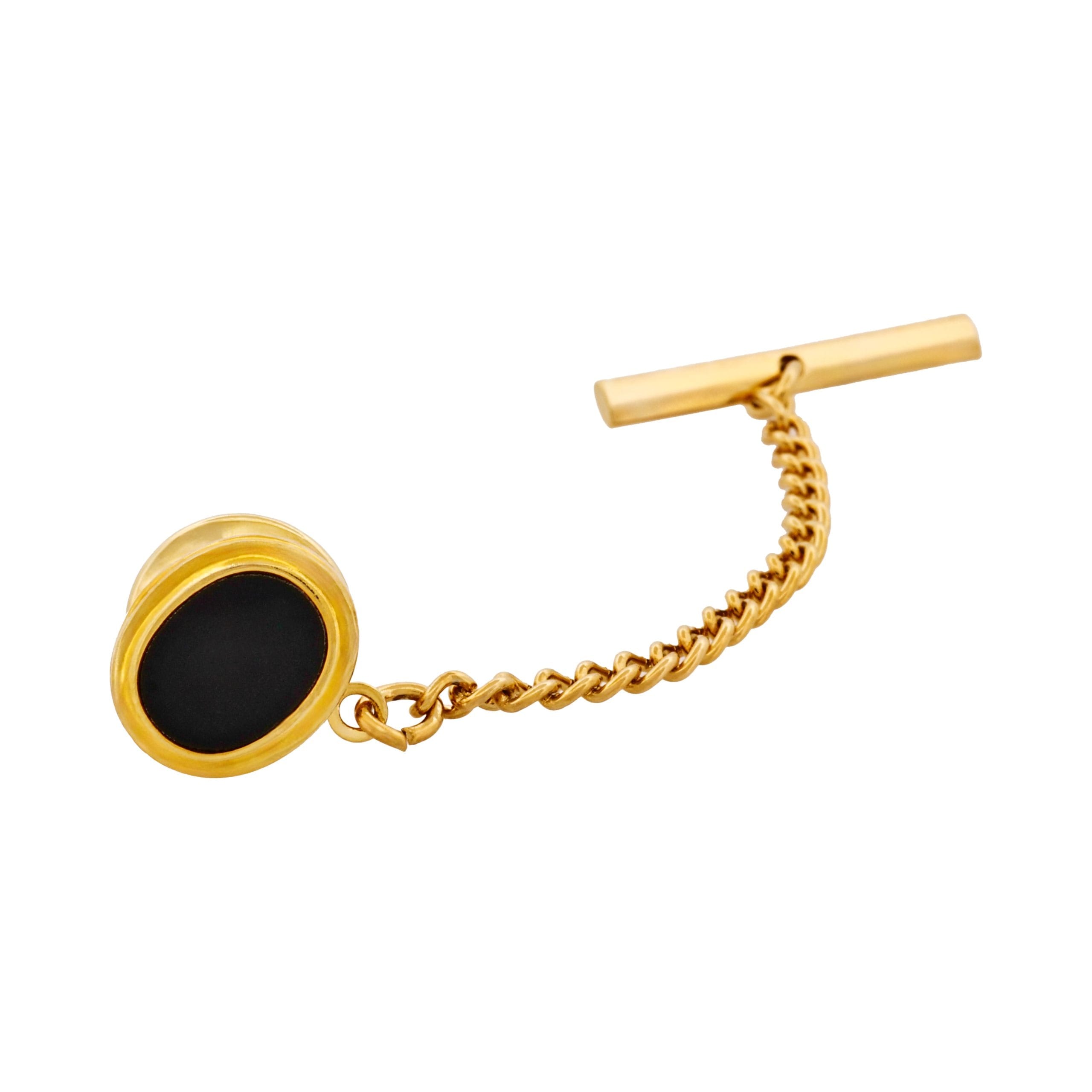 Gold Plated & Onyx Tie Tak