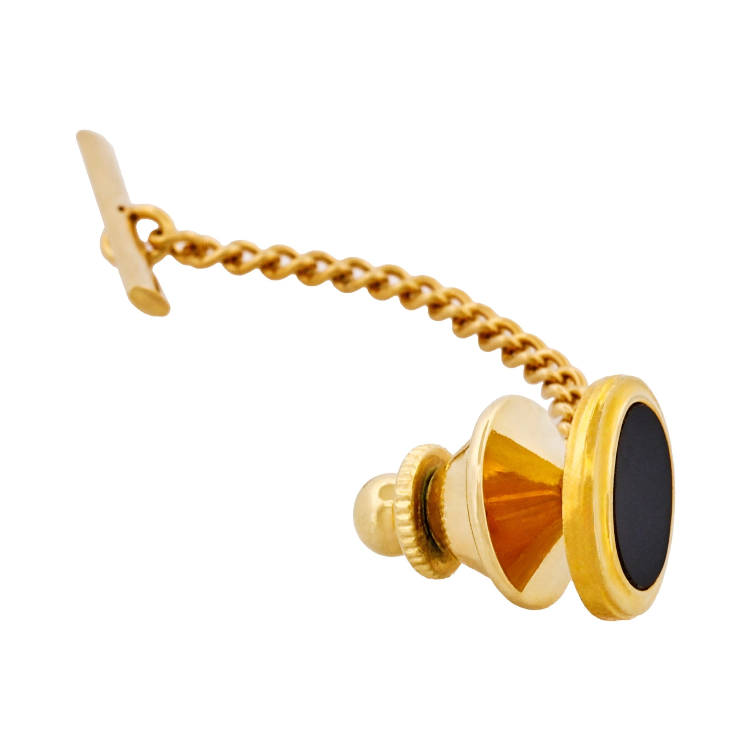 Gold Plated & Onyx Tie Tak