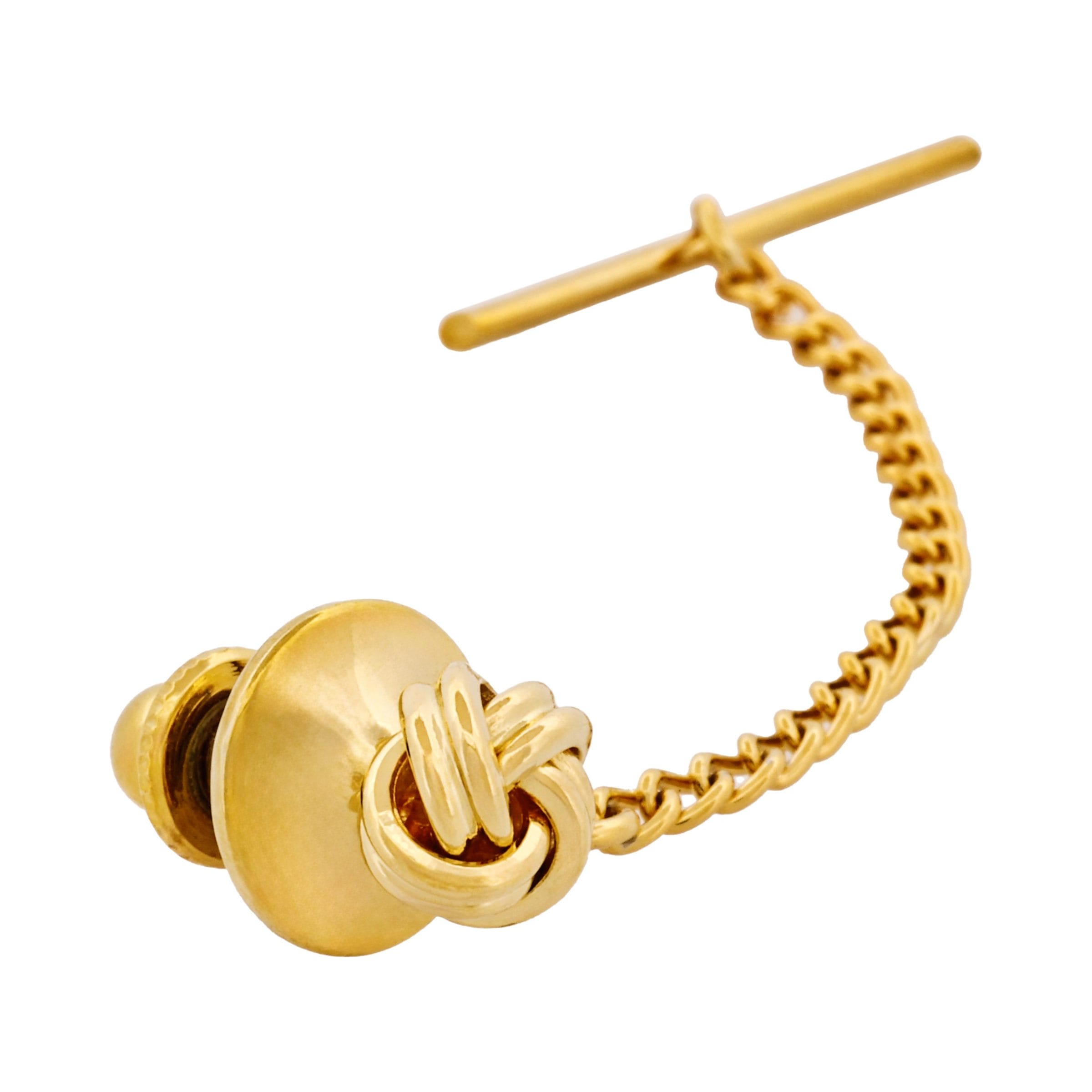 Gold Plated Knot Tie Tak & Chain