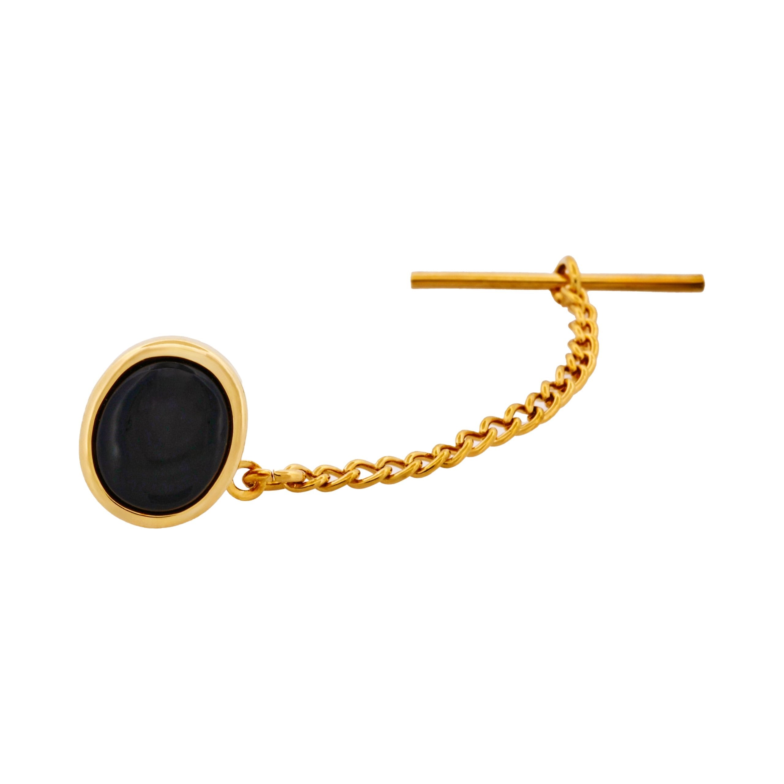 Gold Plated Onyx Tie Tak